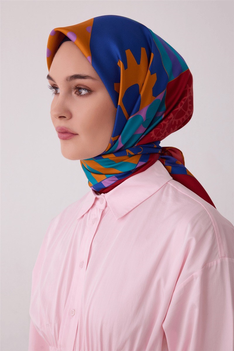 Belli 4409 Şehir Objeleri Objeli %100 Twill İpek Eşarp - Lila Eşarp BELLI 