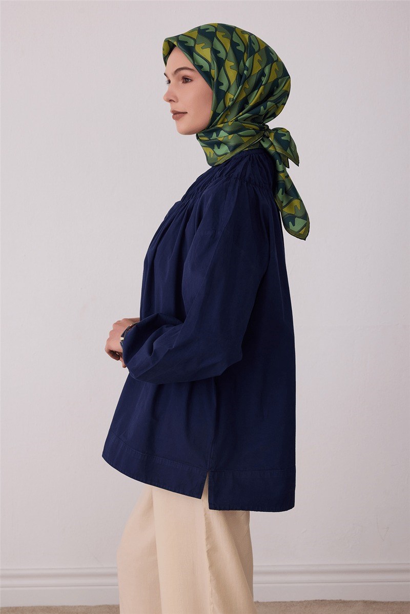 Belli 4406 Pusula Ağı Geometrik %100 Twill İpek Eşarp - Yeşil Eşarp BELLI 
