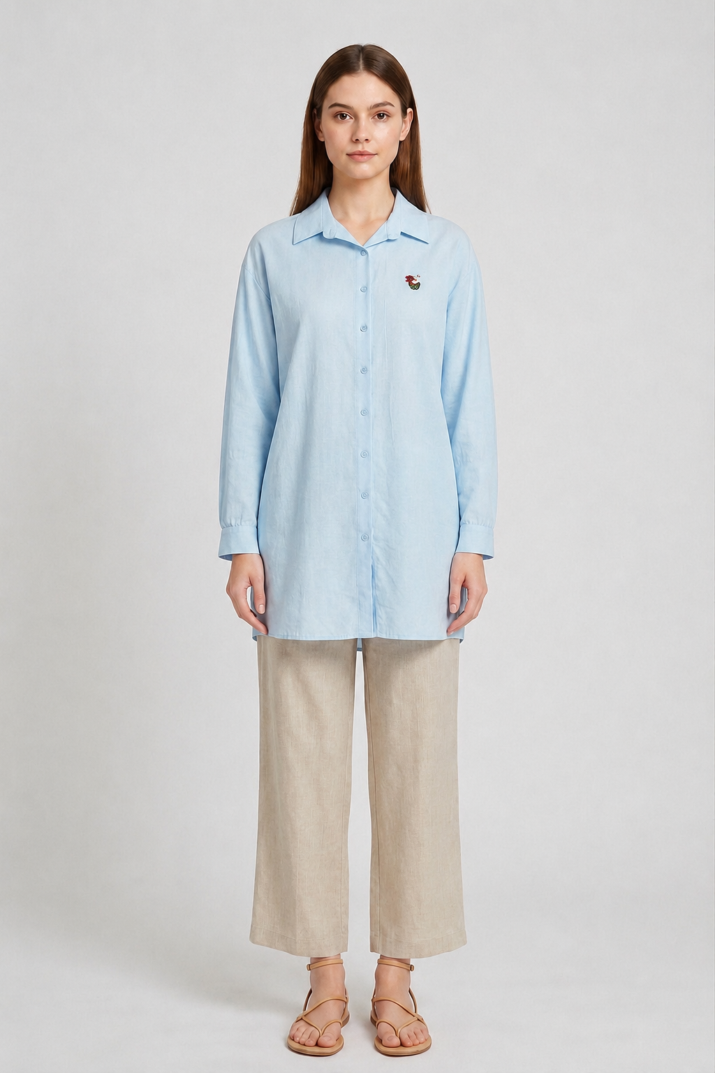 Basic Nakışlı Tunik 260198 - Bebe Mavisi