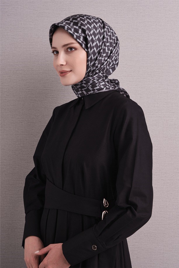 Armine Dj Saf Twill İpek Eşarp 9636D (T) - Antrasit Eşarp ARMİNE 