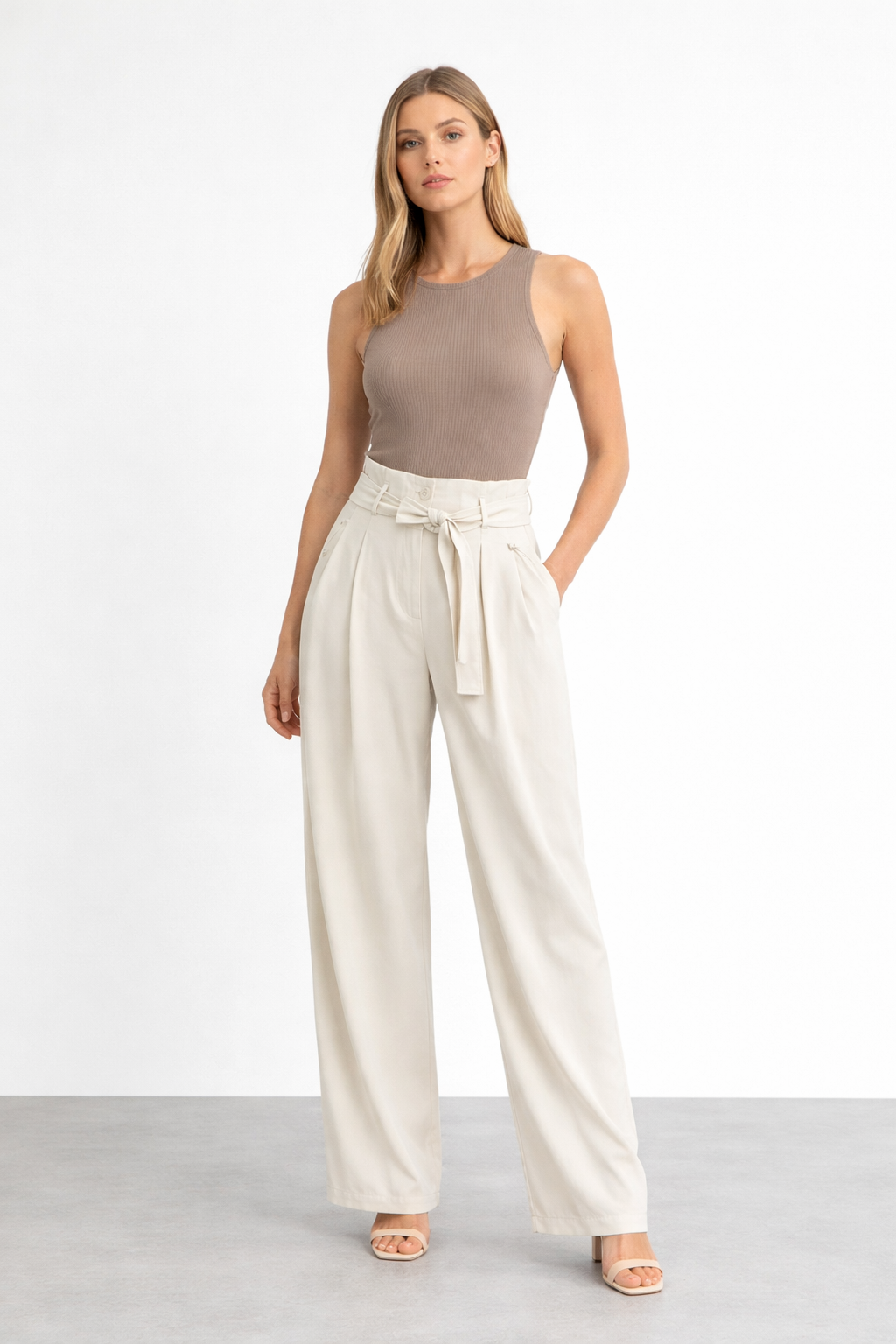 Yüksek Belli Palazzo Pantolon 0036837 - Bej