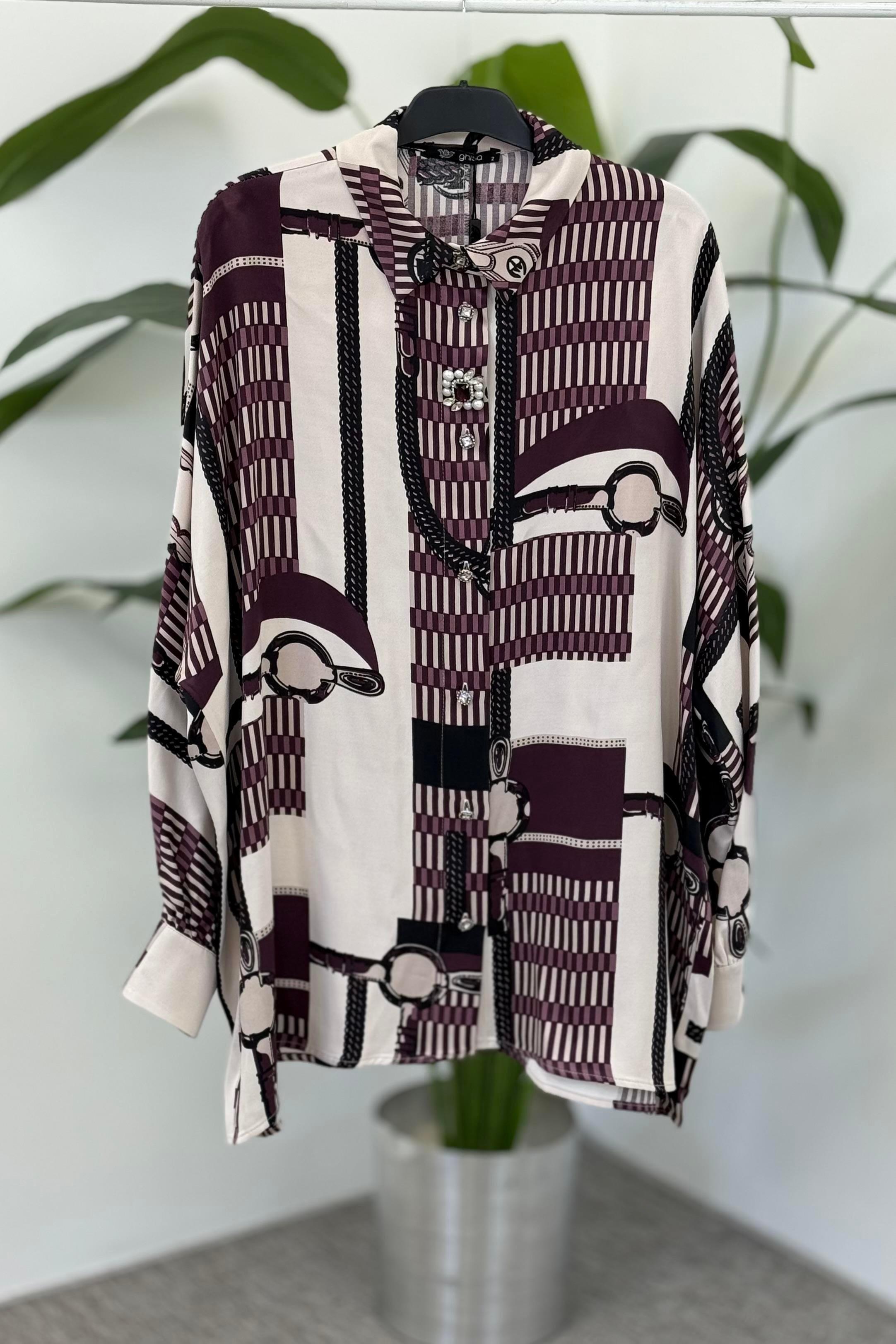 Ghisa 4093 Tunik - Bordo Pano Desenli