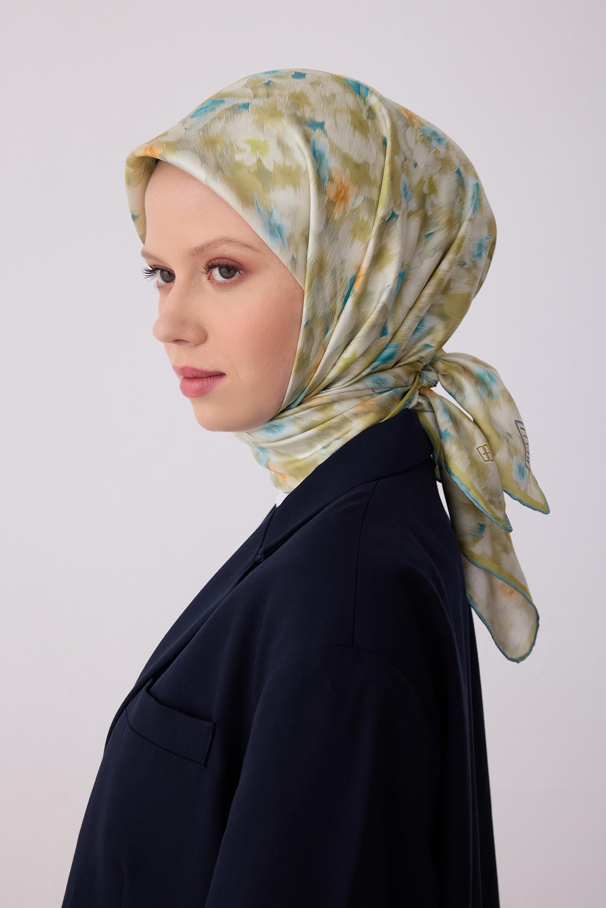 Belli Saf Twill İpek Eşarp 4319D (T) - Orman Yeşili