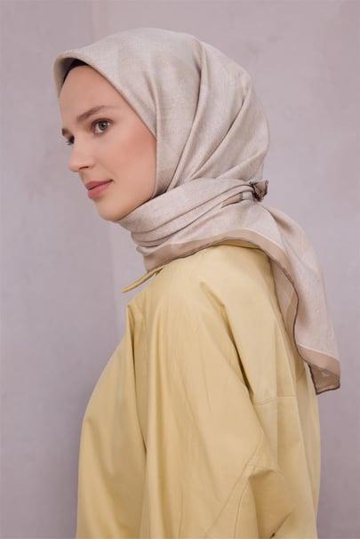 Belli Saf İpek Eşarp 4201D (T) - Sütlü Kahve