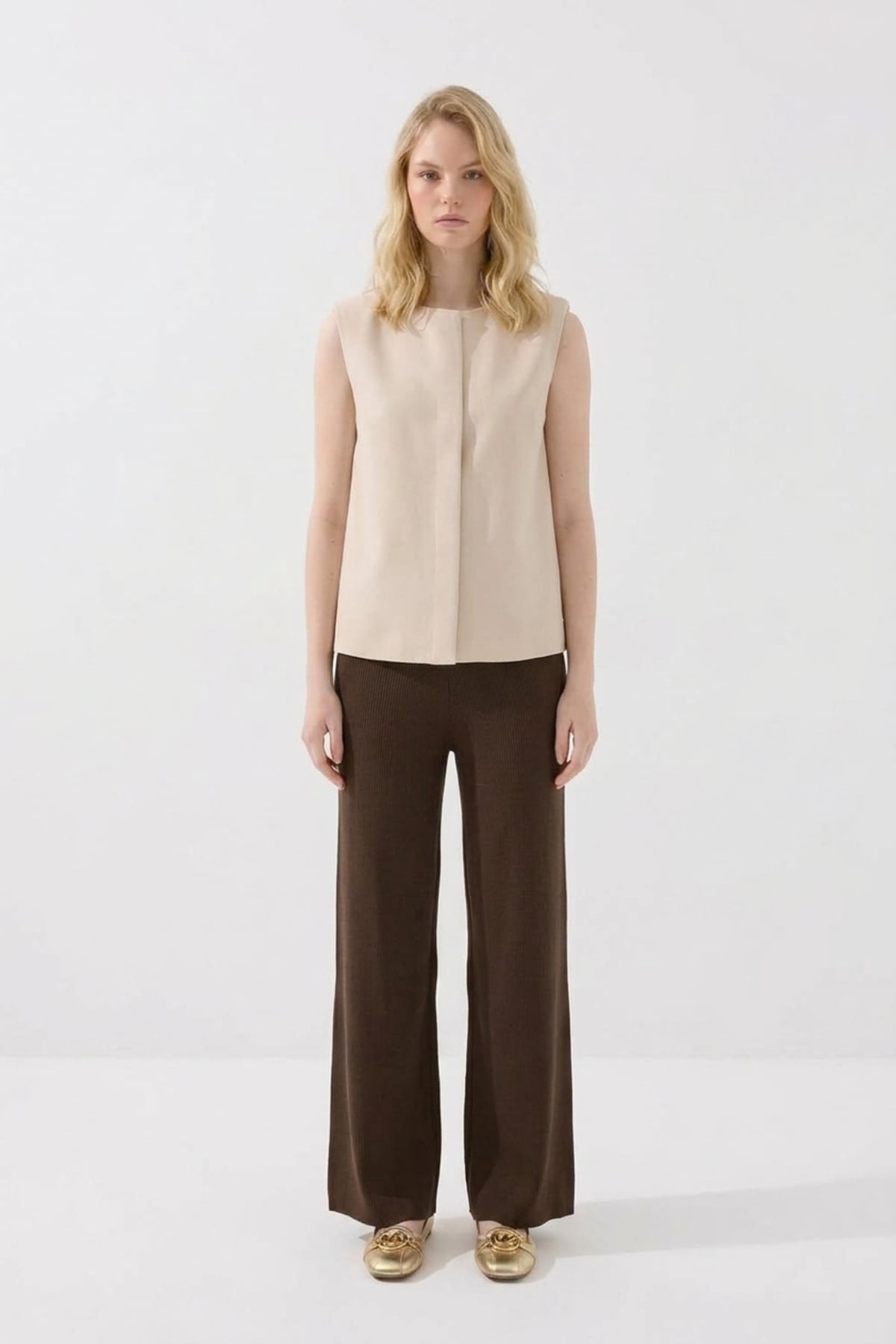 Fitilli Bol Paça Pantolon 146030 Kahve Pantolon NEFİSE 