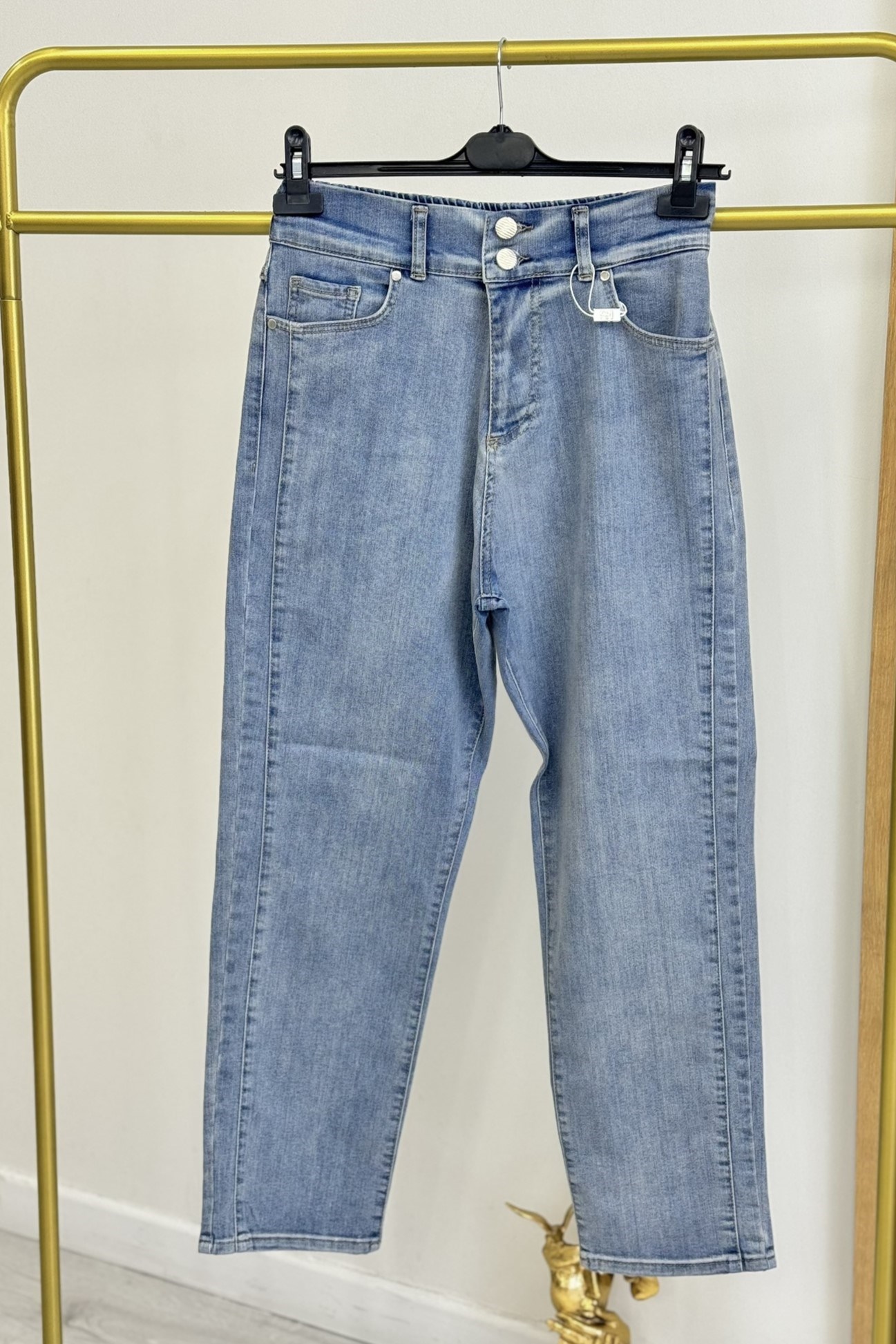 Fuat Gürşen 5406 Beli Lastikli Kot Pantolon - Buz Mavi