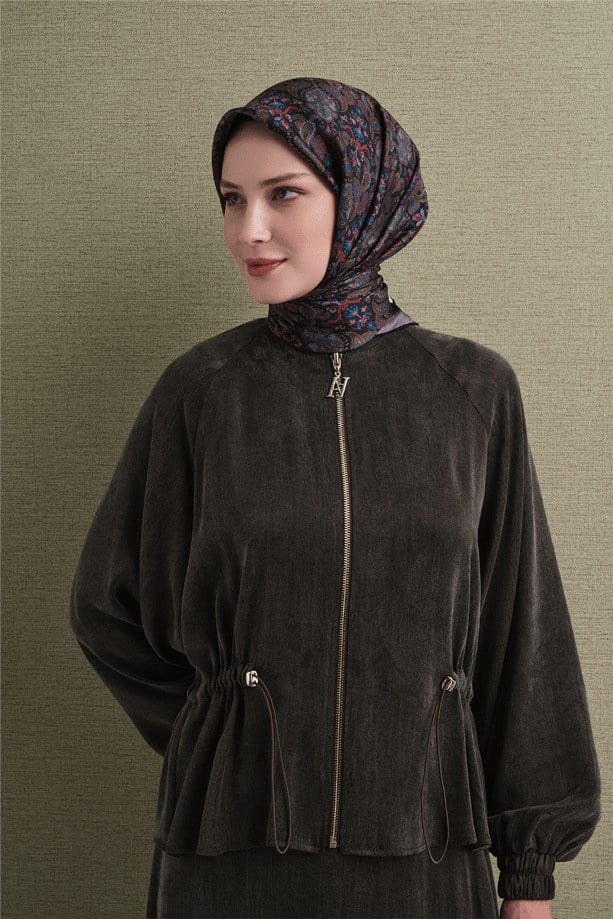 Armine Dj Saf Twill İpek Eşarp 9609D (T) - Gri Eşarp ARMİNE 