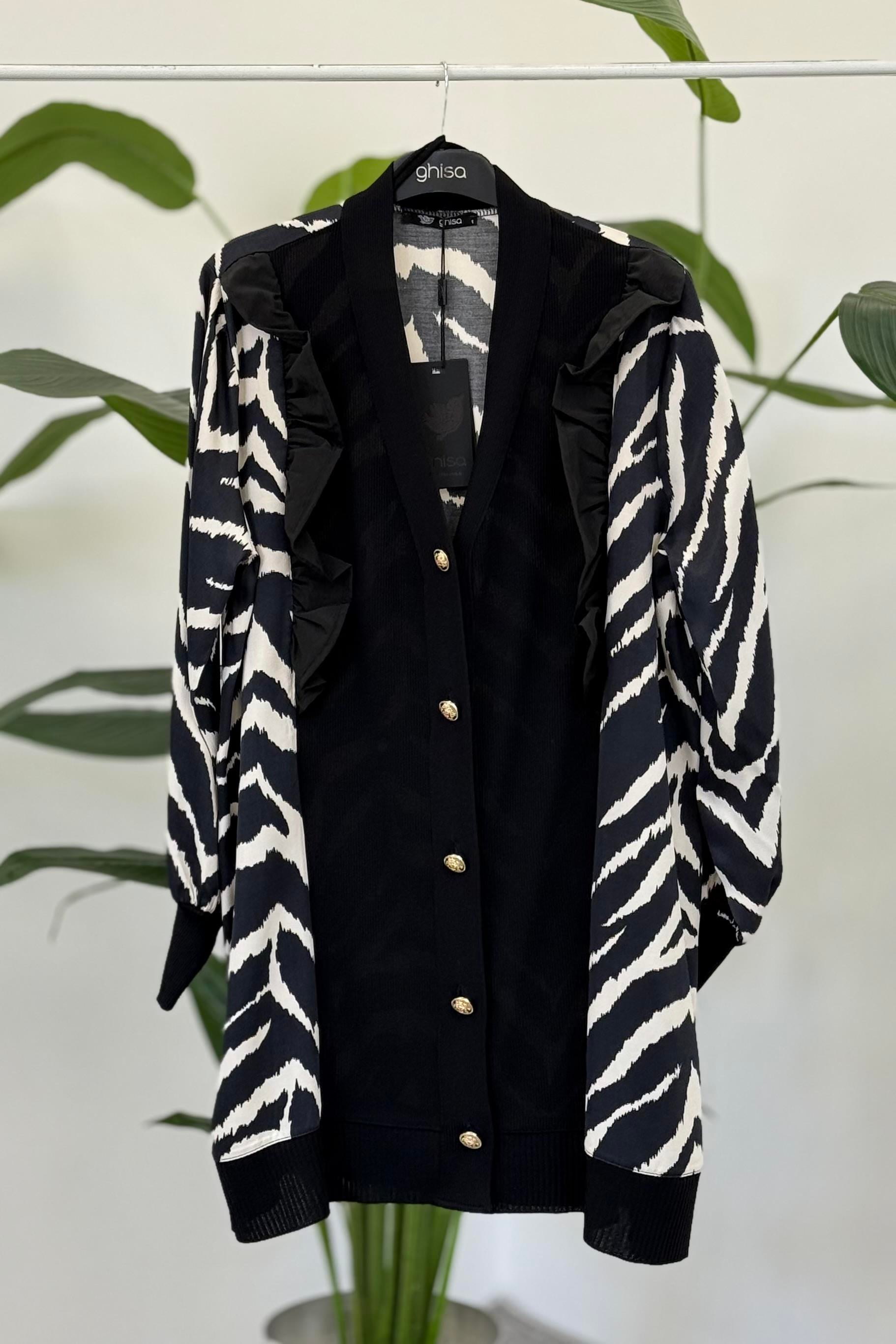 Ghisa 3095 Hırka - Siyah - Bej