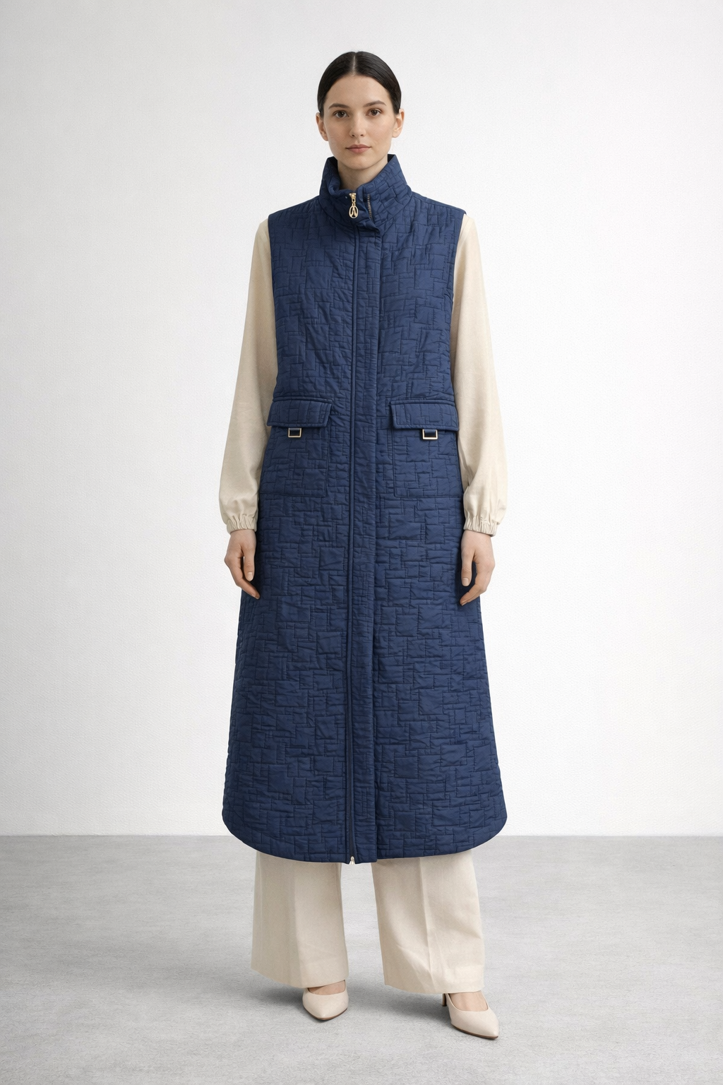 Armine Trend 26YT538 Kendinden Desenli Yelek - Lacivert