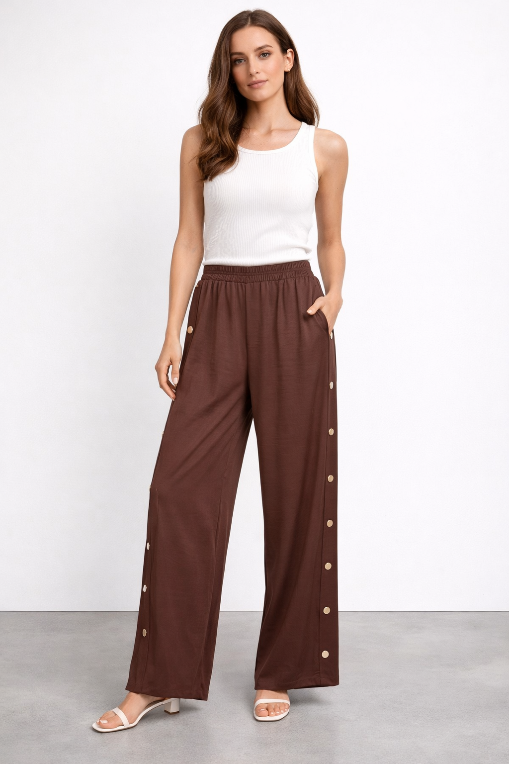 Ceremony 26Y333 Yanlari Komple Çıtçıtlı SafiR Pantolon - Kahverengi