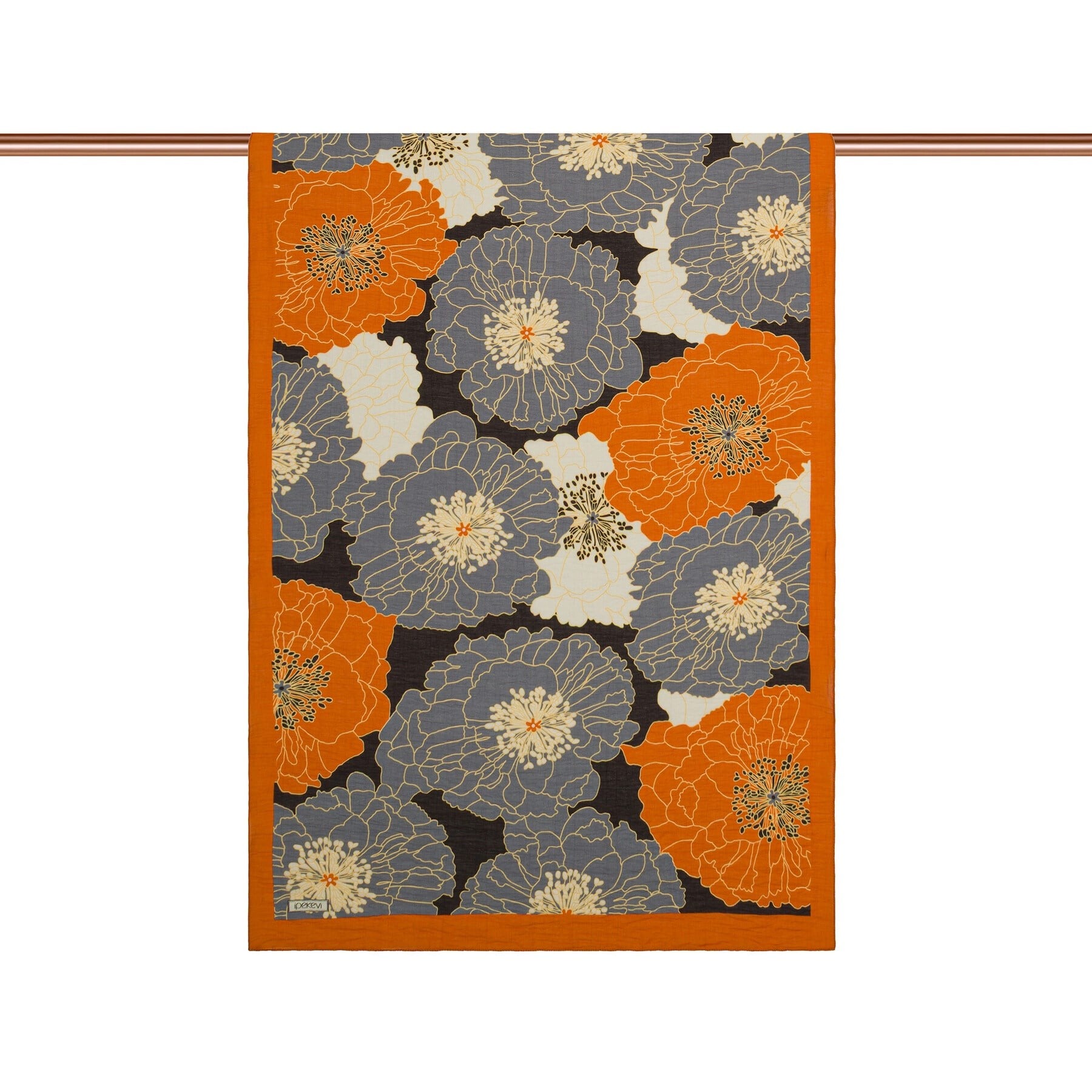 İpekevi 02550 Dört Mevsim Şal - Siyah - Turuncu