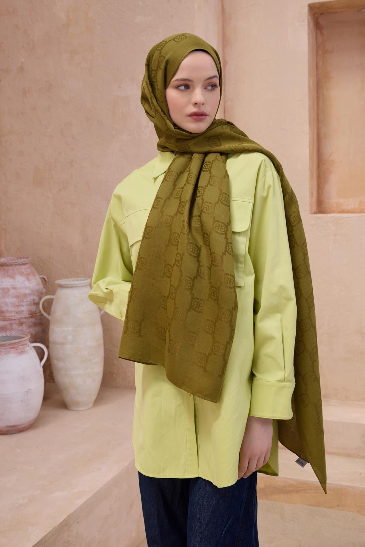 Belli Fresh Nora Şal 1 - Yağ Yeşili