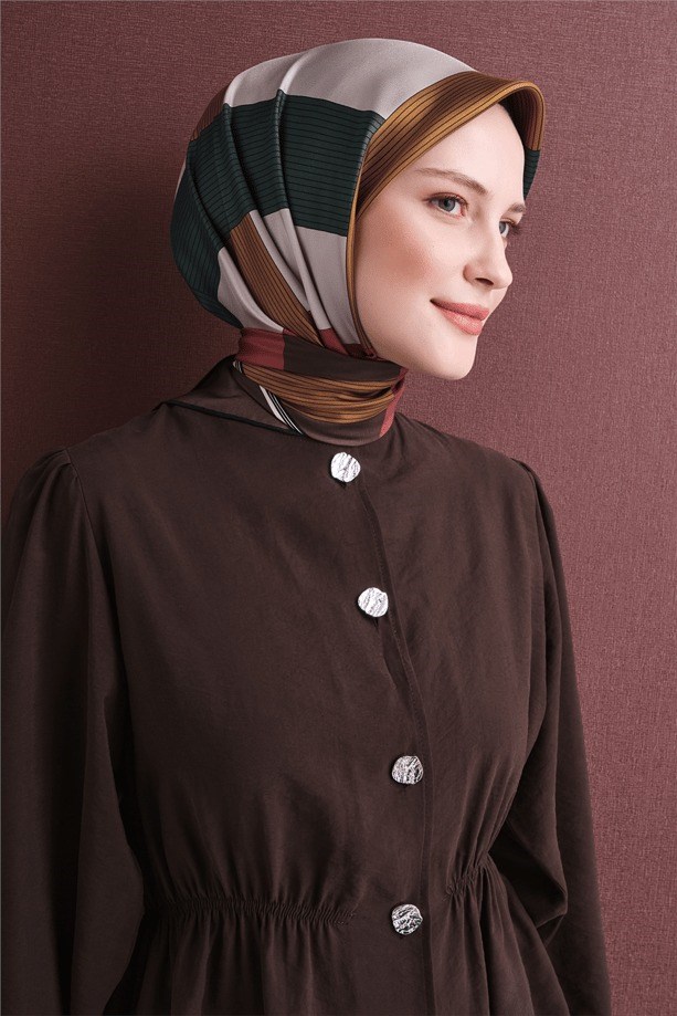 Armine Dj Saf Twill İpek Eşarp 9610D (T) - Kakao Eşarp ARMİNE 