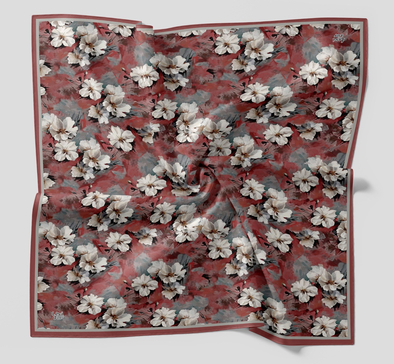 Levidor Çiçek Desen Pamuk Eşarp 29871 - Bordo