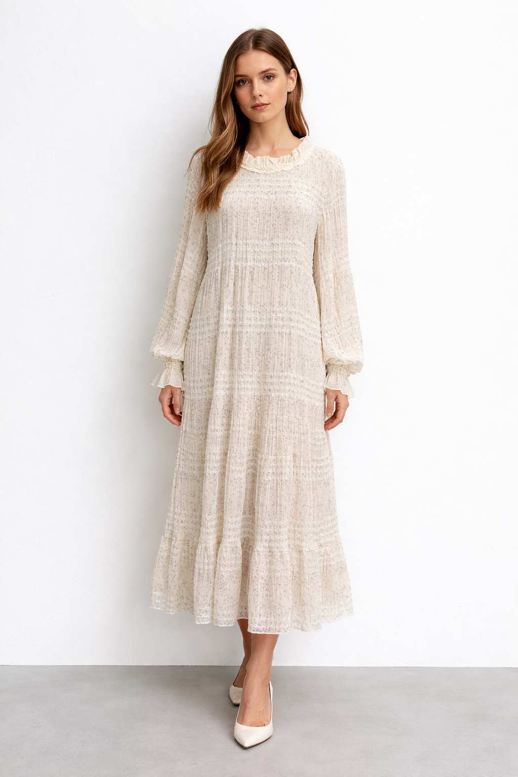 Ceremony 26Y762 Büzgü Detaylı Desenli Elbise - Mor