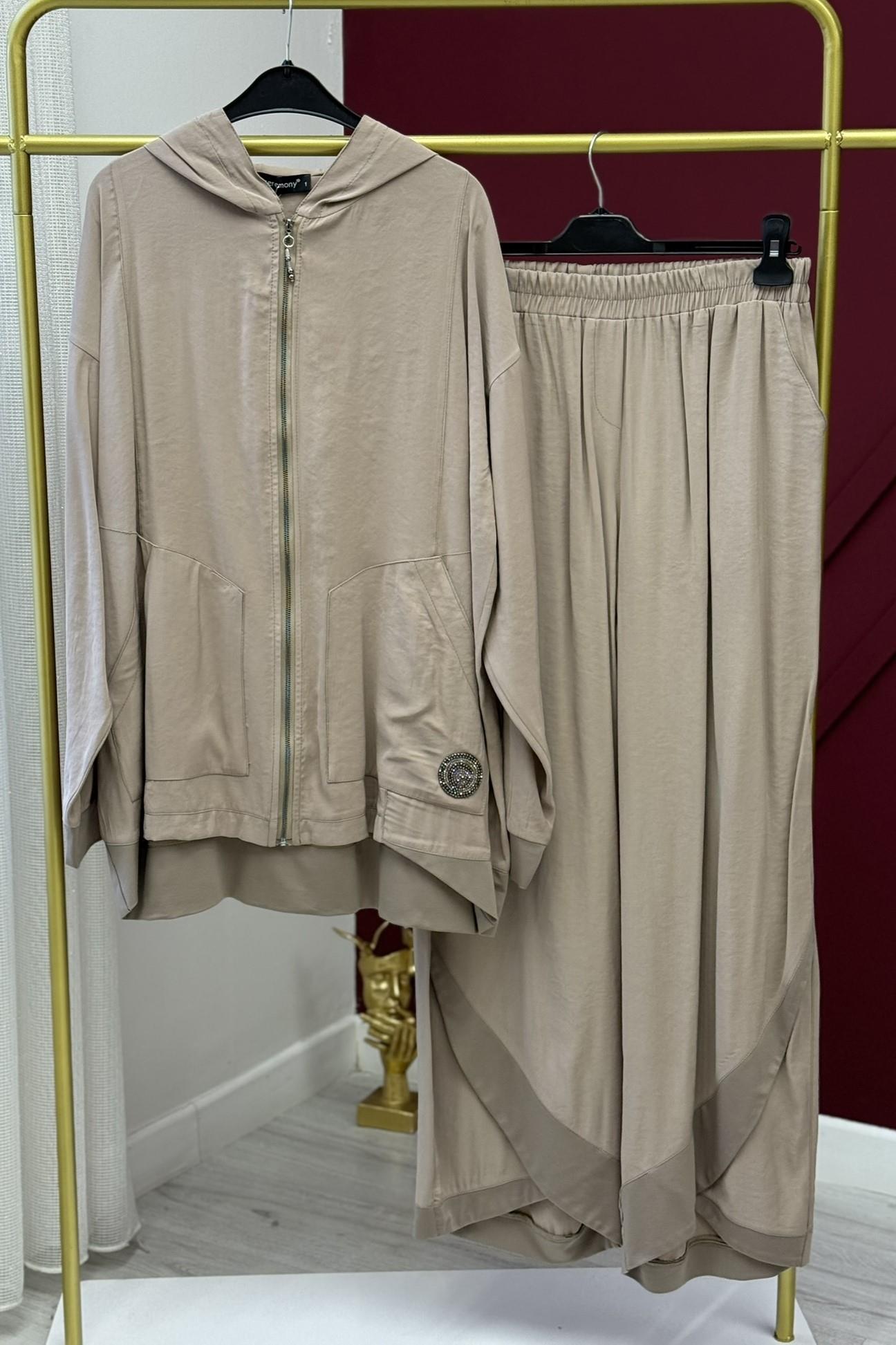 Ceremony 26Y936 Kapüşonlu Ve Fermuarli Pantolonlu Takım - Vizon