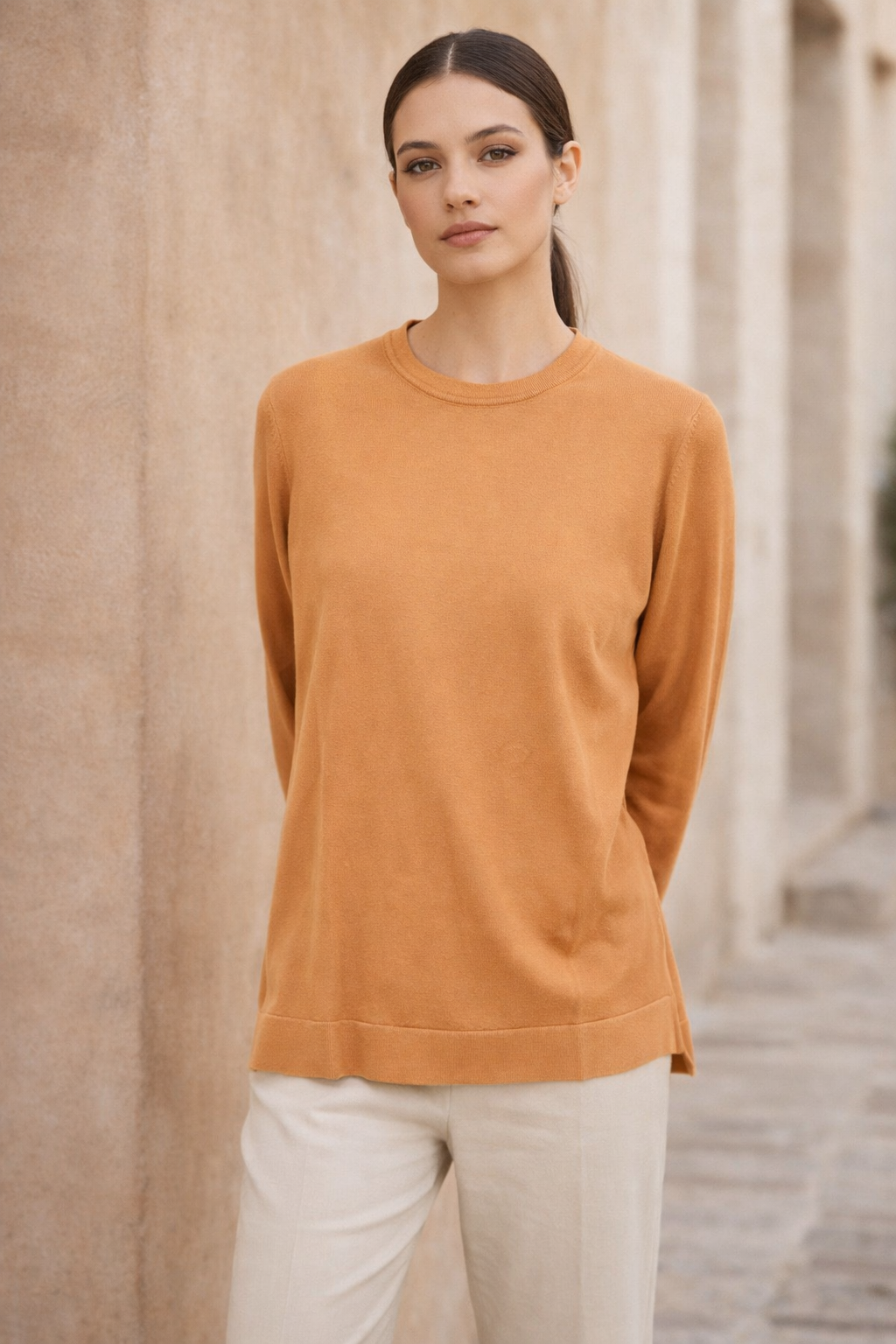 Nuss 902 Etek Üstü Oval Kesim Tunik - Naturel