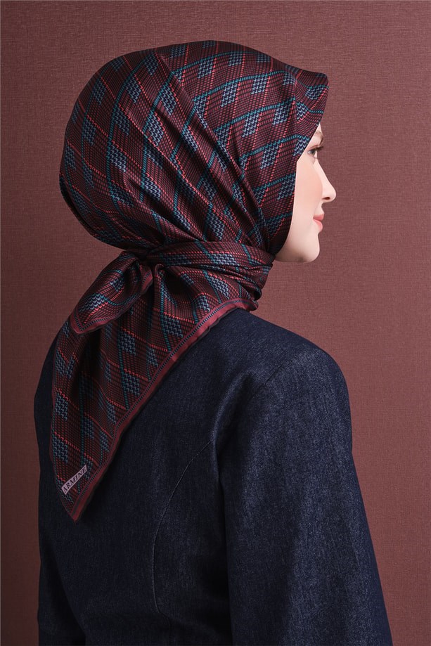 Armine Dj Saf Twill İpek Eşarp 9626D (T) - Bordo Eşarp ARMİNE 