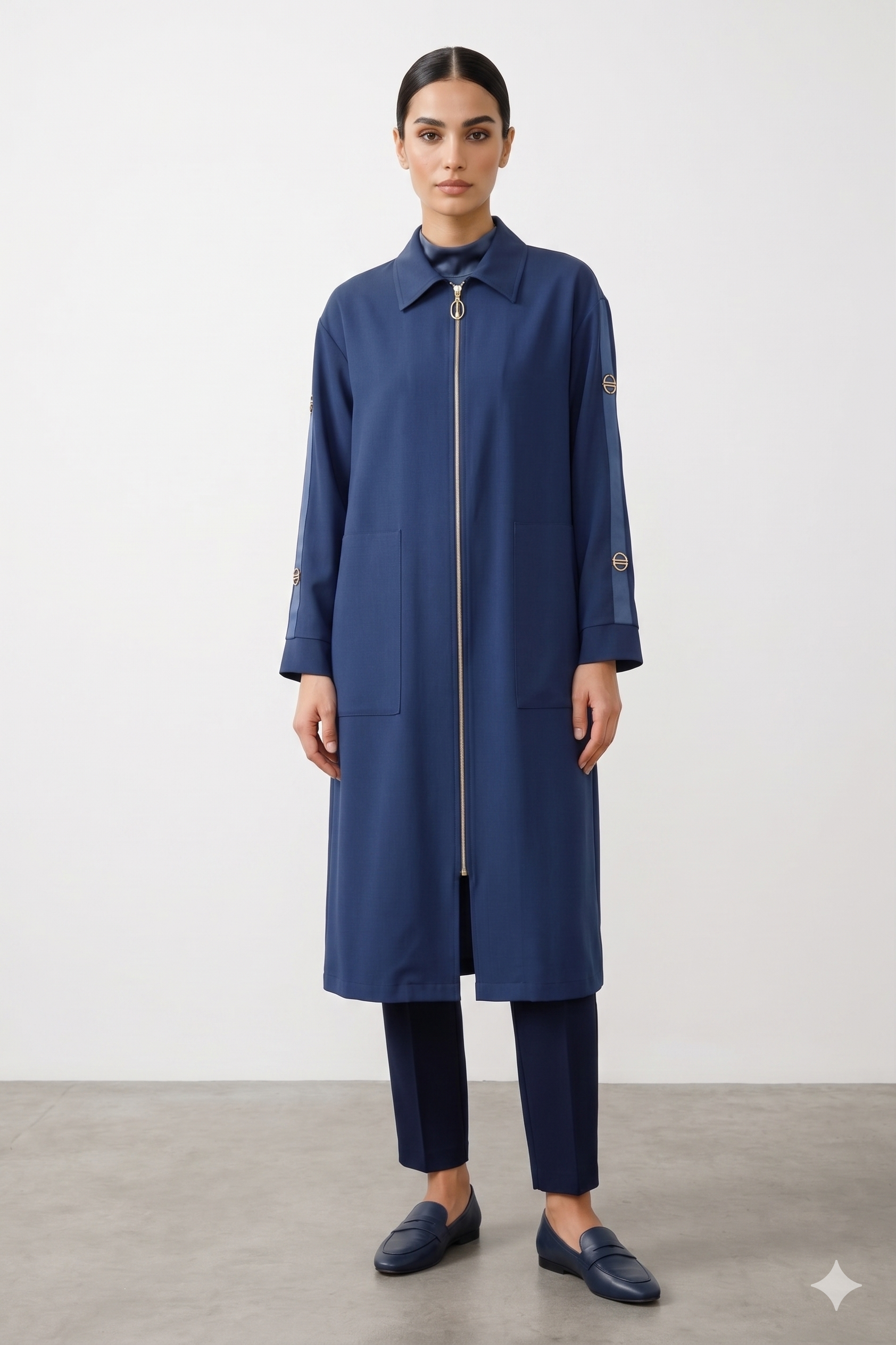 Armine Trend 26YT516 Kol Aksesuar Detay Kap - İndigo