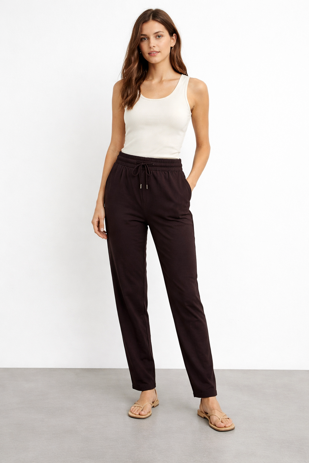 Bel Bağlamalı Duble Paça Pantolon X-221 - Kahve