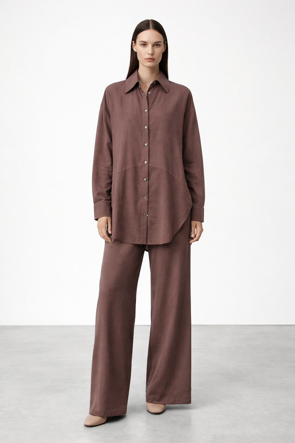 Ceremony 26Y906 Önü Çıtçıtlı Aller Detaylı Pantolonlu Takım - Kahverengi