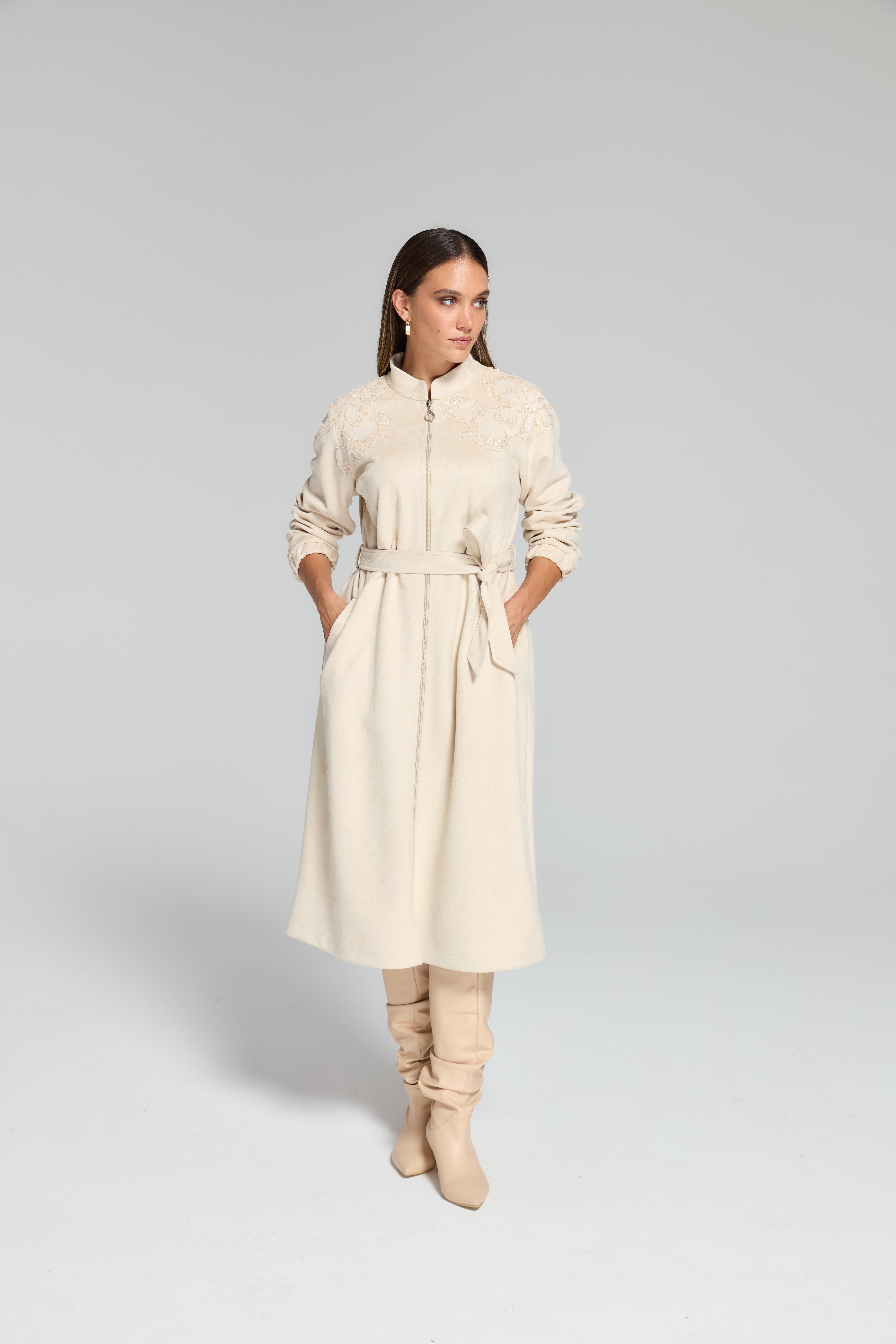 Fuat Gürşen 4634 Büyük Beden Süvet Kap - Bej