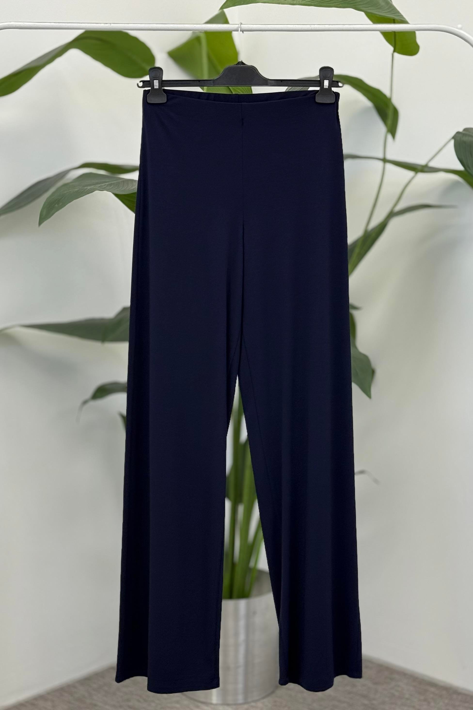Ceremony 6326 Beli Düz Lastikli Bambu Pantolon - Lacivert