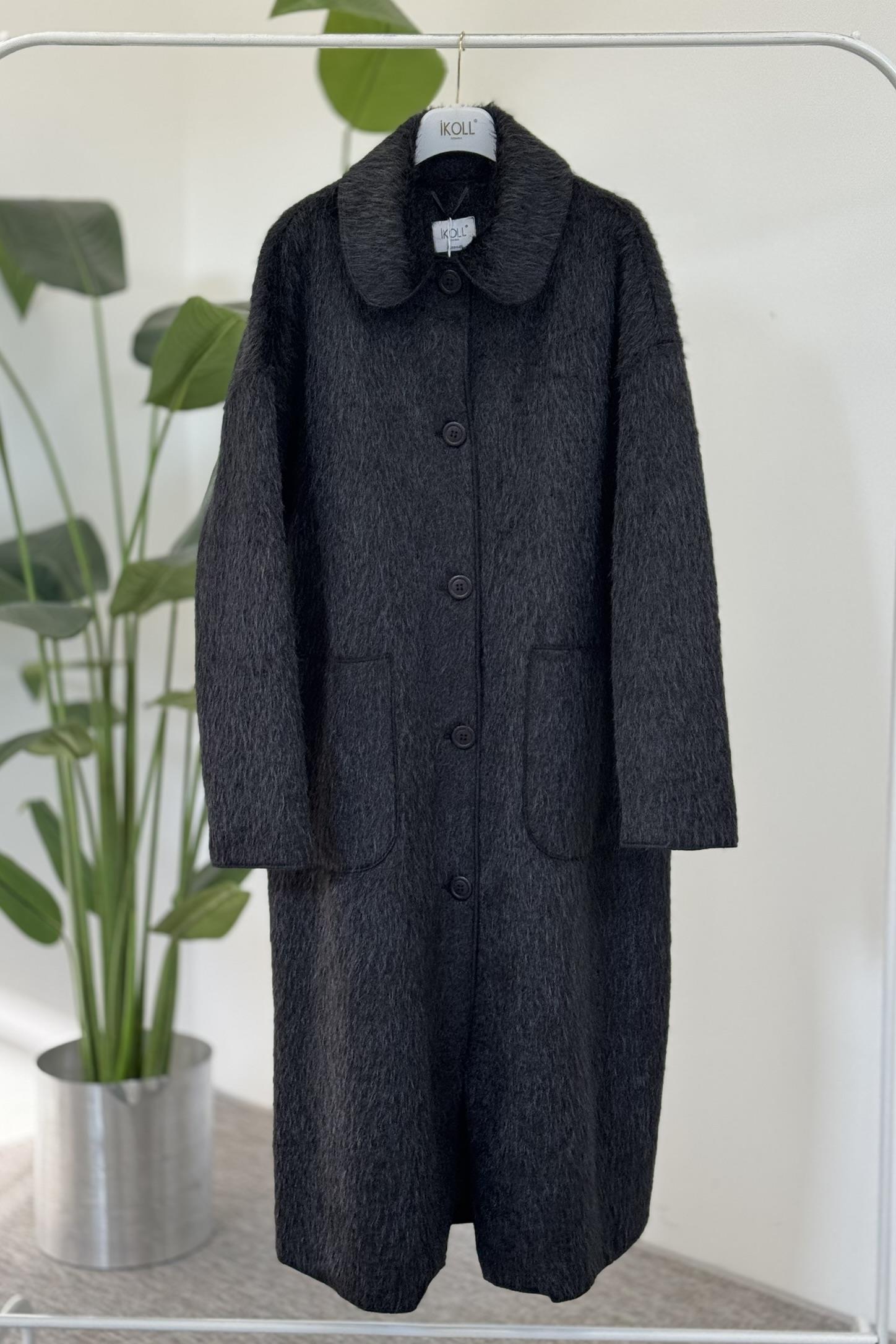 Peluş Uzun Kaban 0035859 - Siyah