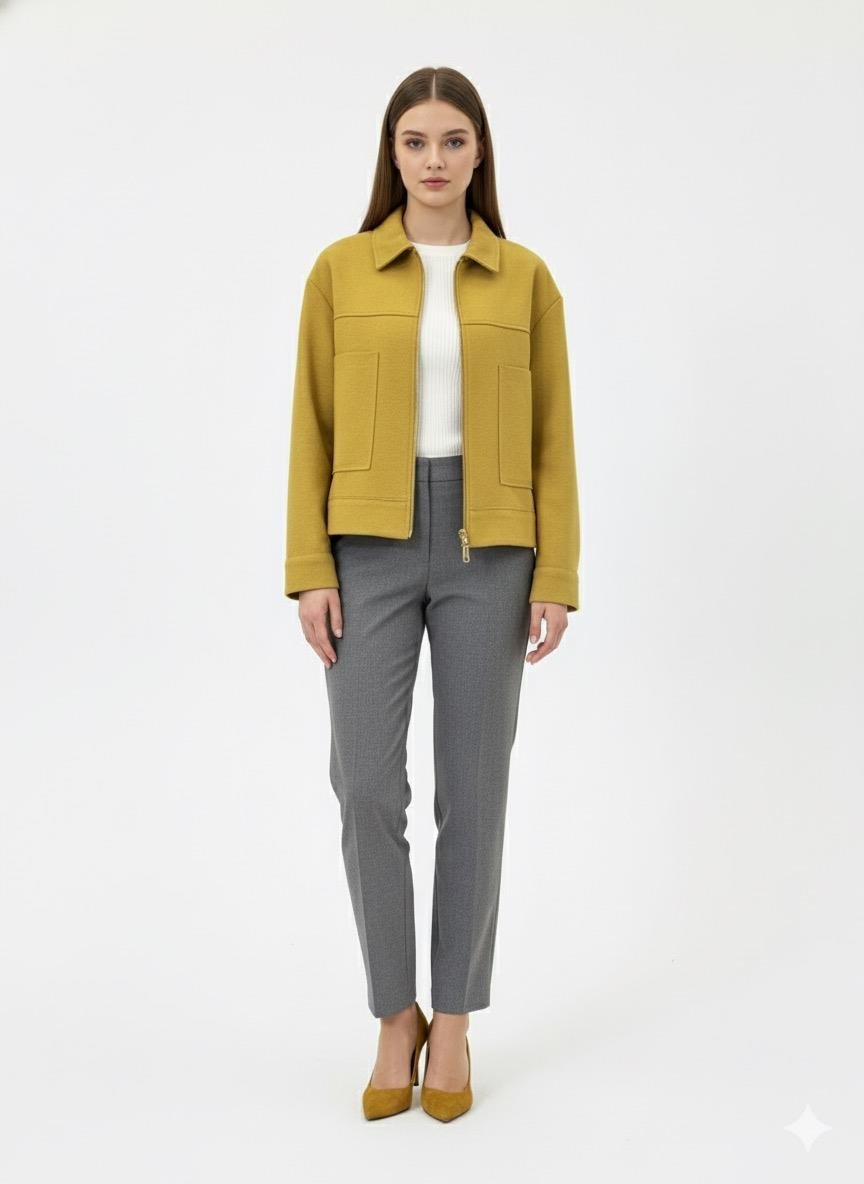 Armine Trend 25KT517 Bamber Ceket - Asit Sarı