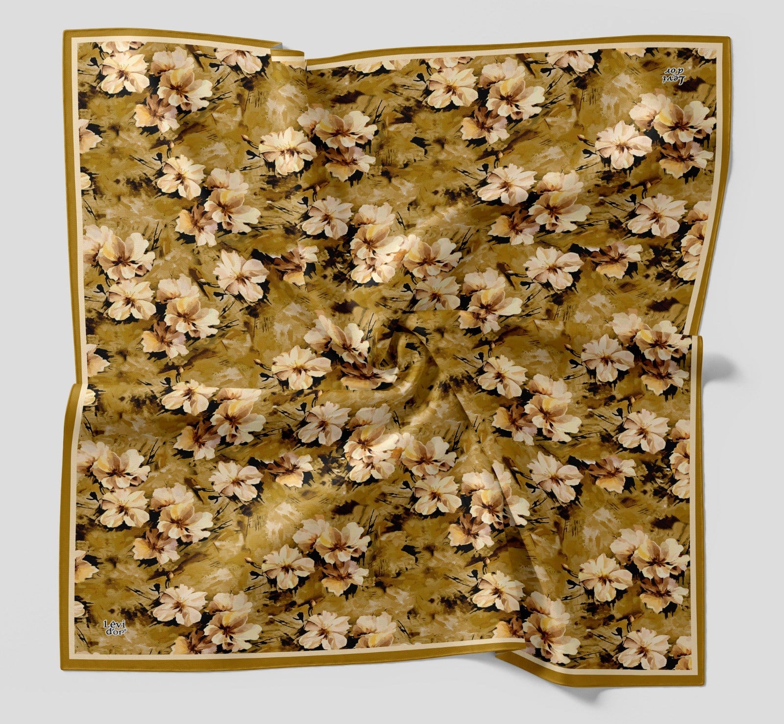 Levidor Çiçek Desen Pamuk Eşarp 29871 - Safran