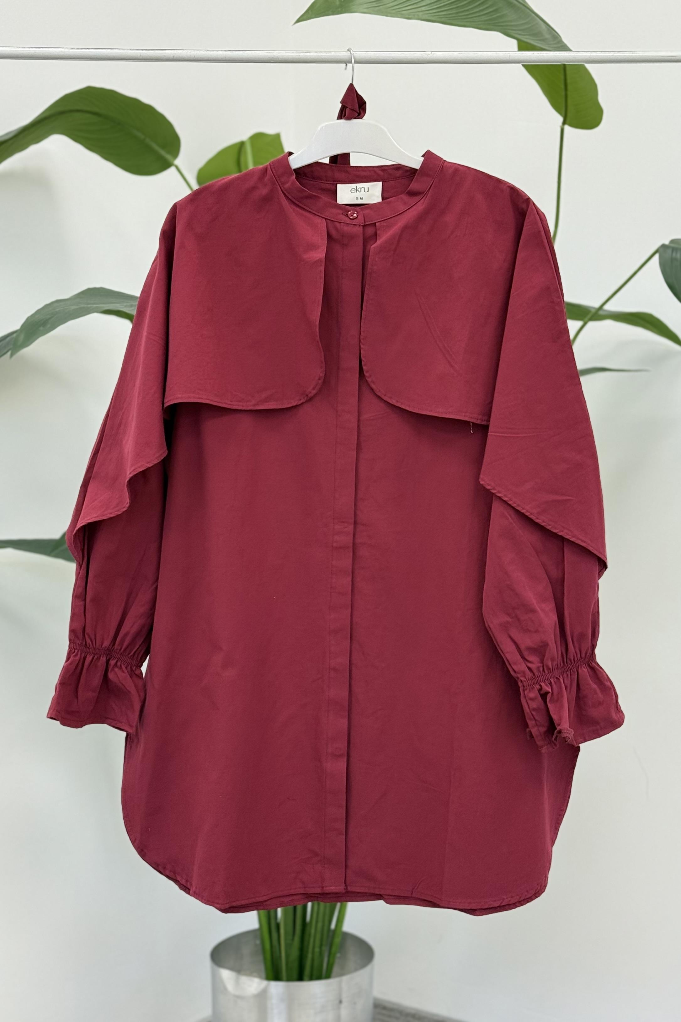 Pelerin Detaylı Tunik 3002 - Bordo