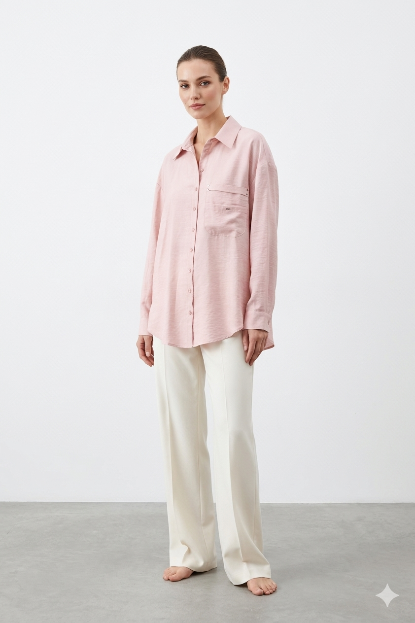 Ceremony 26Y196 Cebi İşleme Detaylı Gömlek Tunik - Pembe