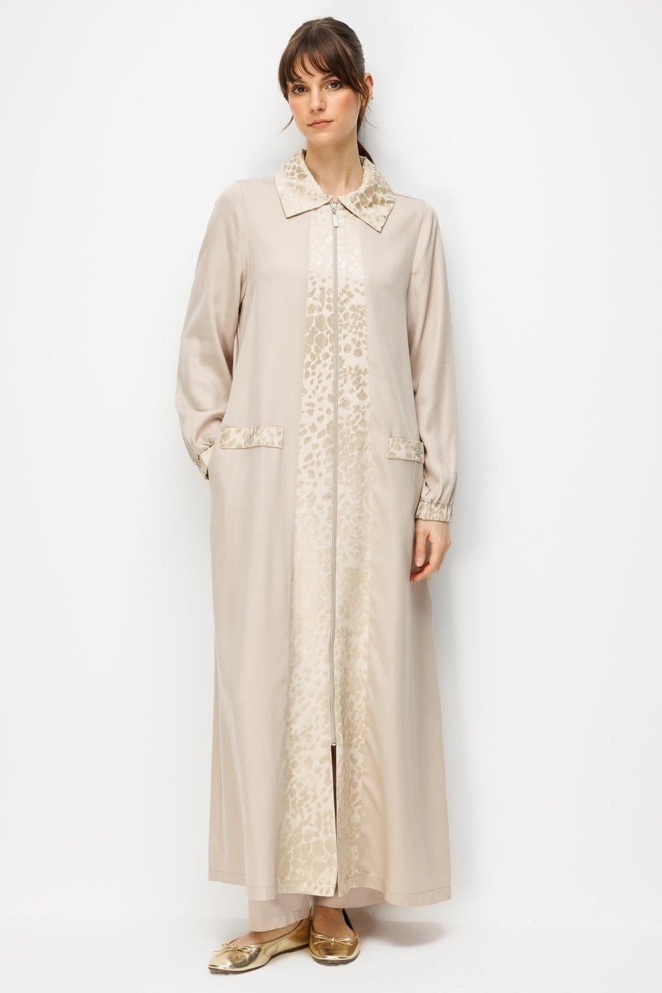 Micca 261899 Desen Geçişli Ferace - Taş