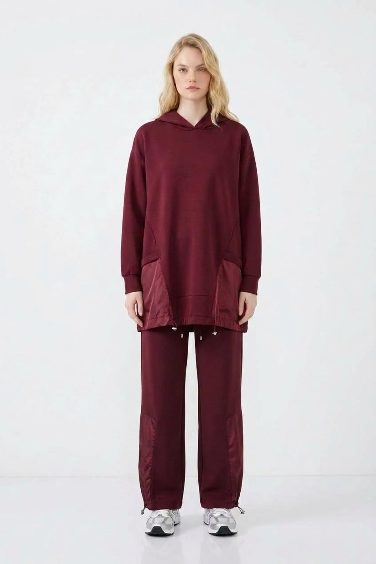 Kapüşon Detaylı Pantolonlu Takım 14539 Burgundy Takım PUANE 