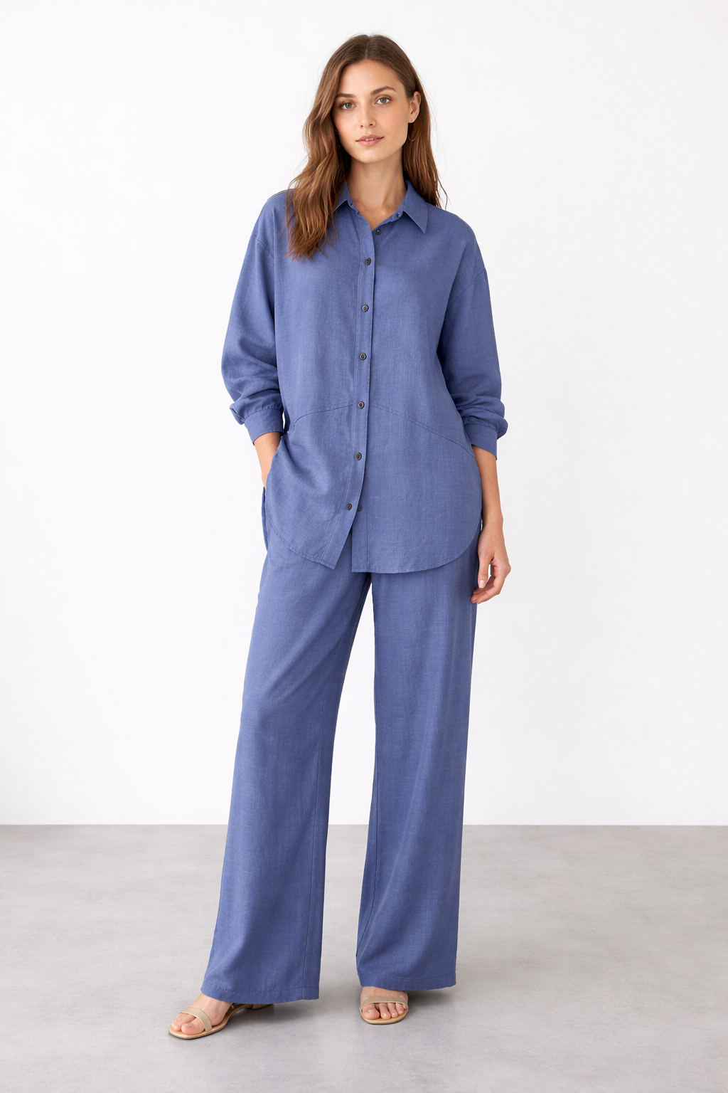 Ceremony 26Y906 Önü Çıtçıtlı Aller Detaylı Pantolonlu Takım - İndigo