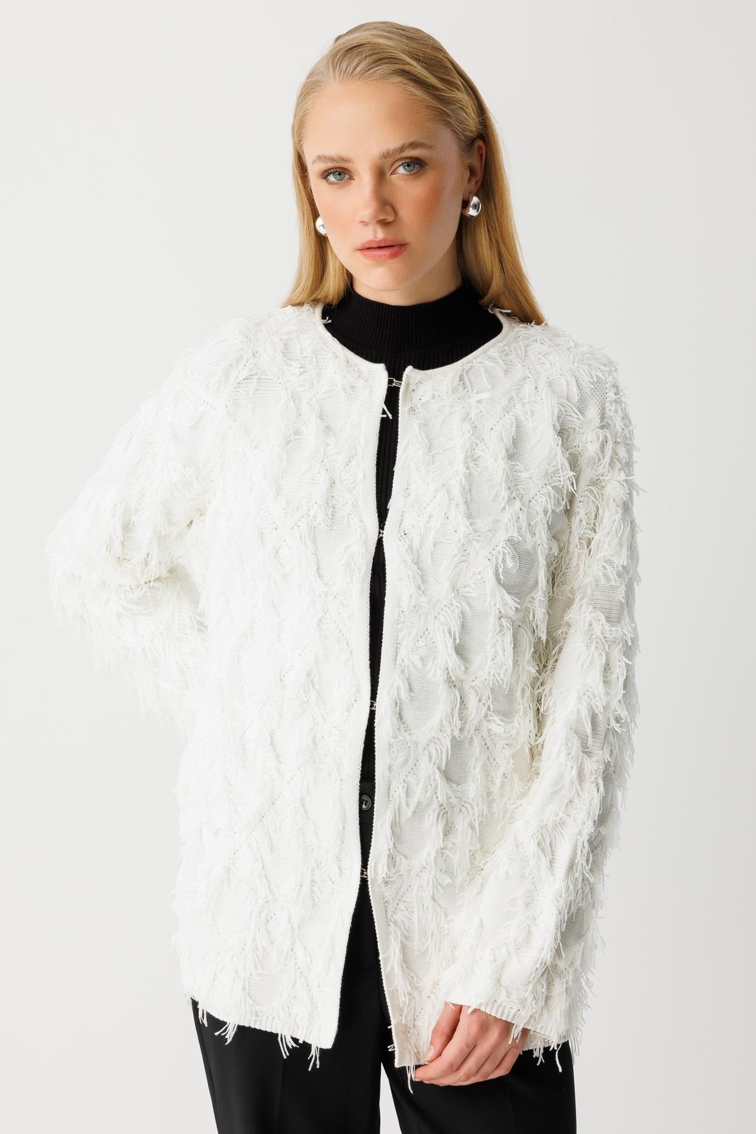 Ghisa 3309 Triko Ceket - Ekru