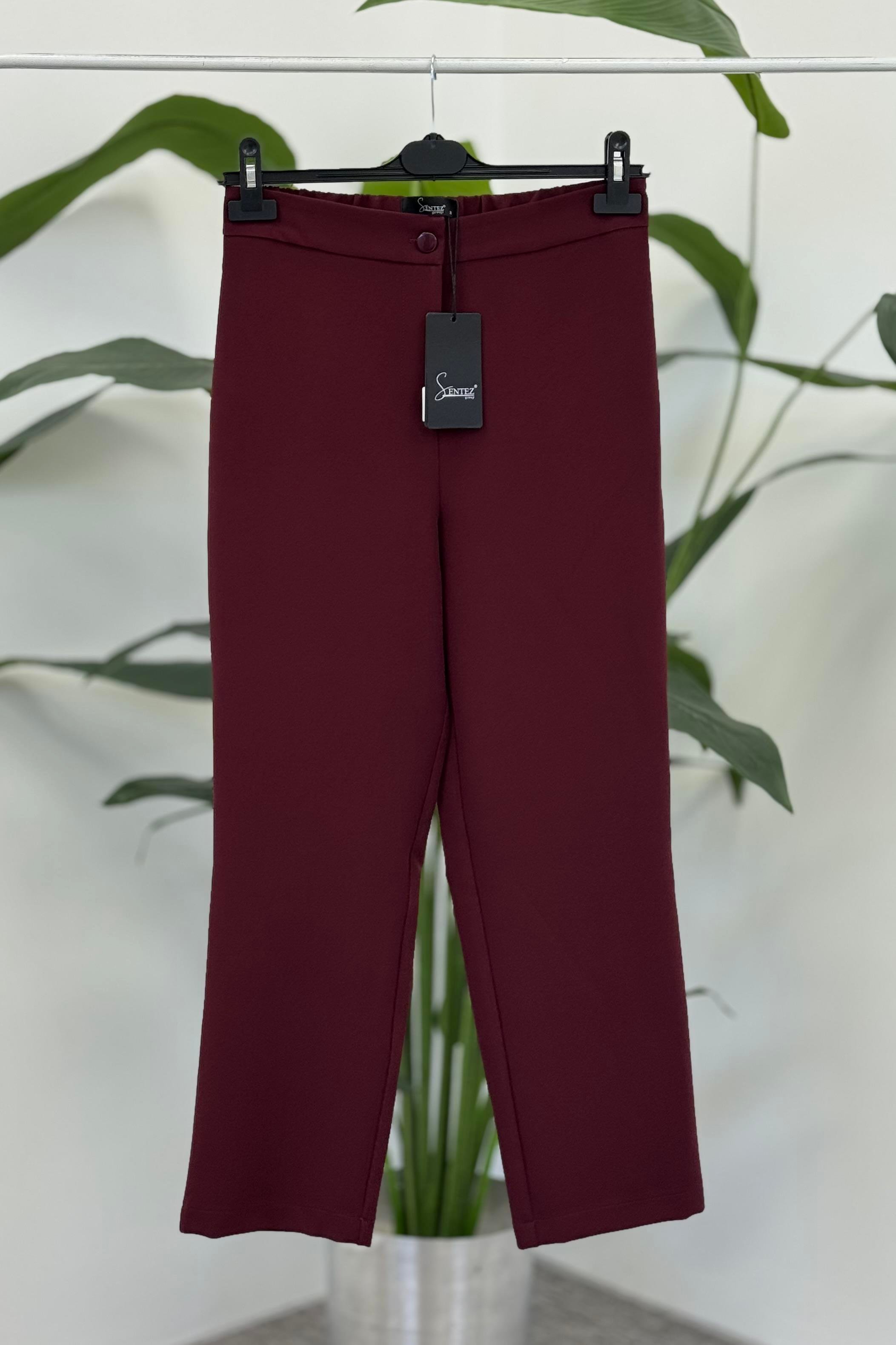 Sentez 5405 Arkası Lastikli Tek Düğme Rahat Pantolon - Bordo