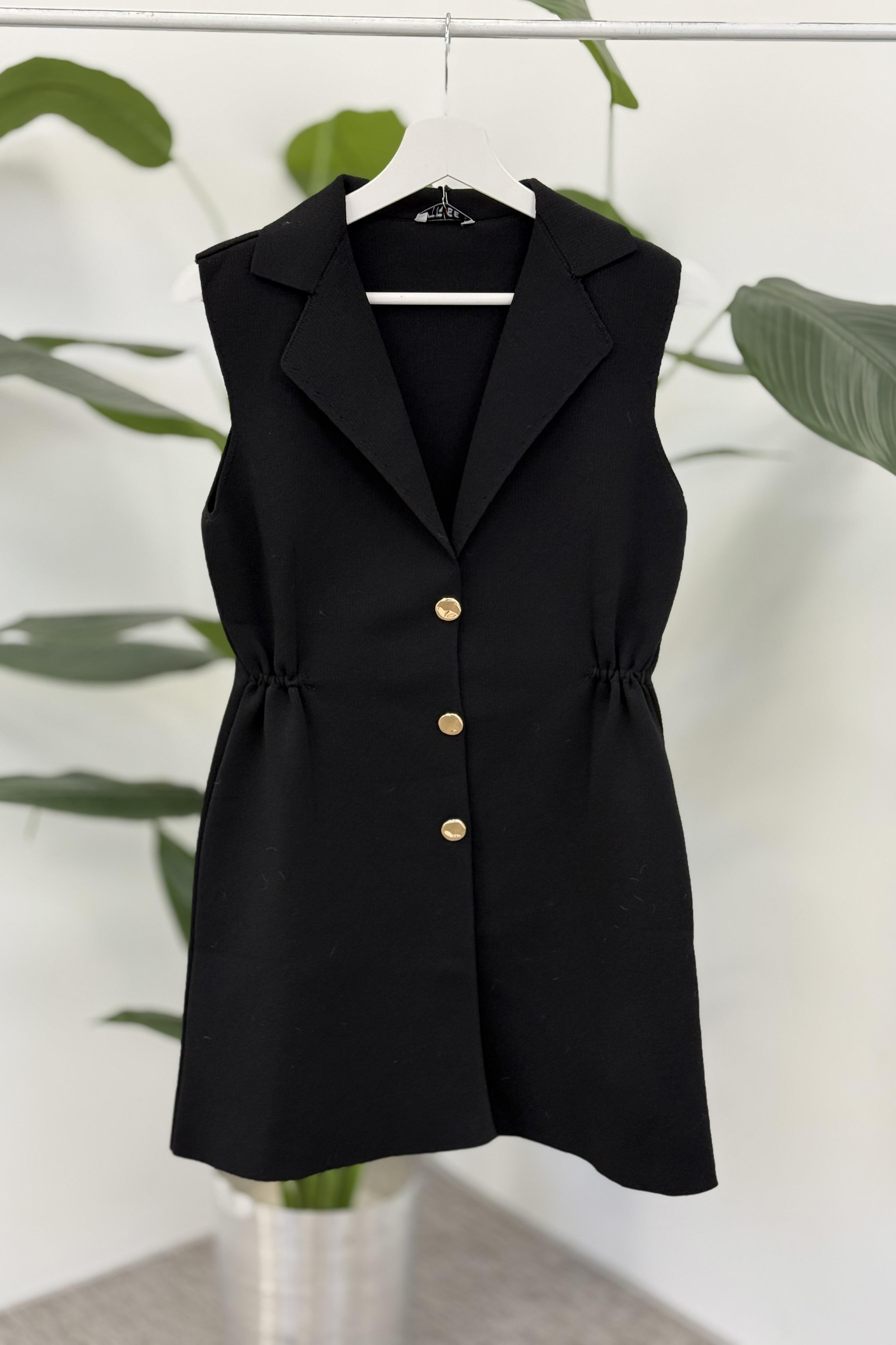 Kruvaze Uzun Yelek 140437 - Siyah