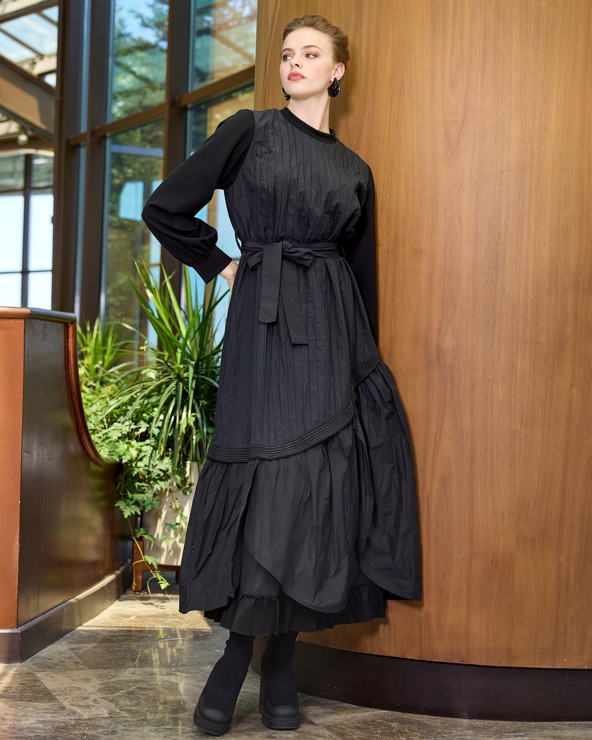 Misswhence 38831 Tafta Elbise - Siyah