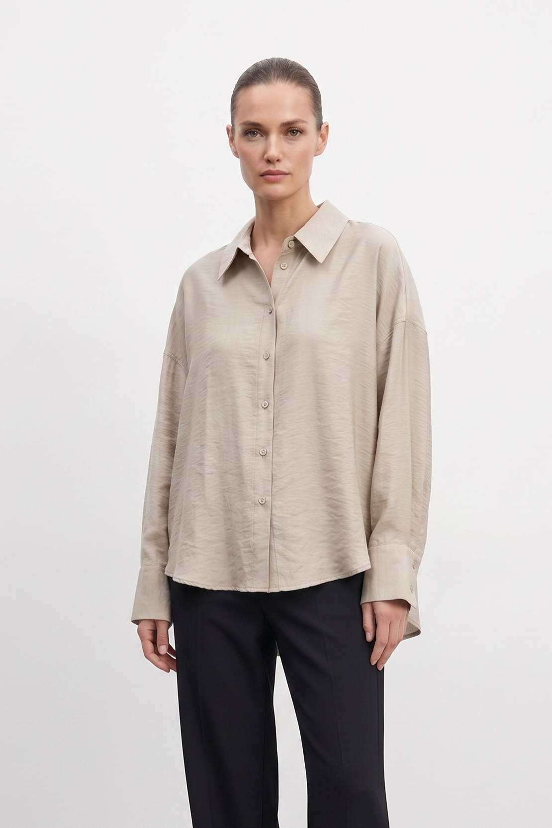 Ceremony 26Y188 Kolları Düğme Detaylı Miranda Kısa Gömlek - Taş