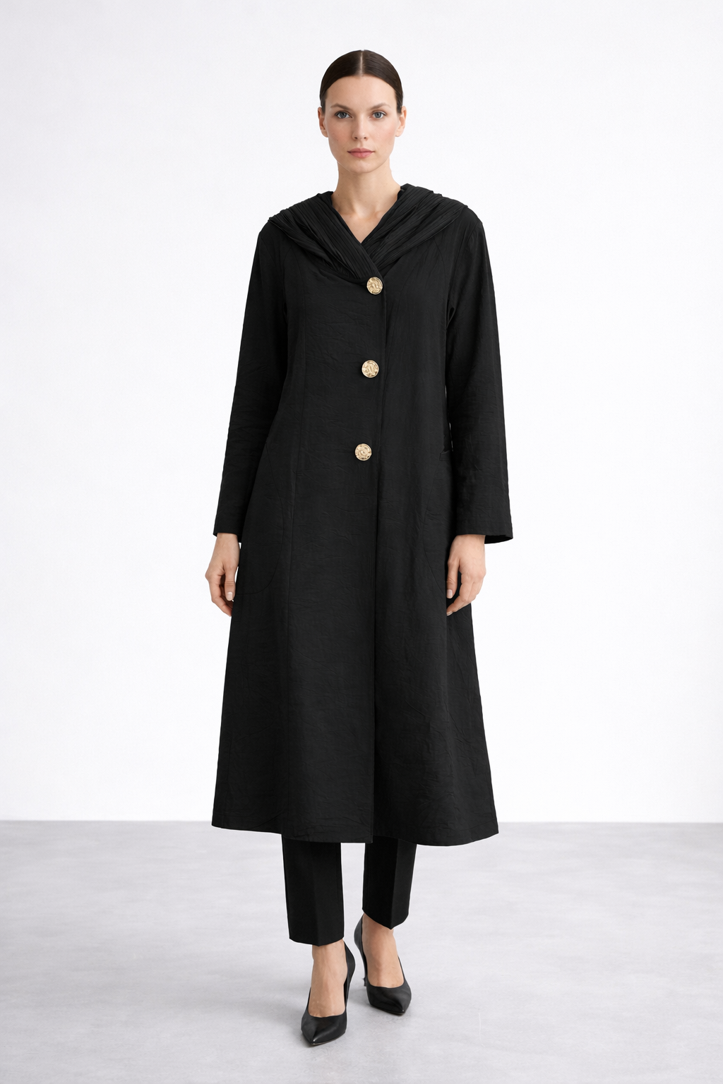 Micca 261561 Düğme Detaylı Ferace - Siyah