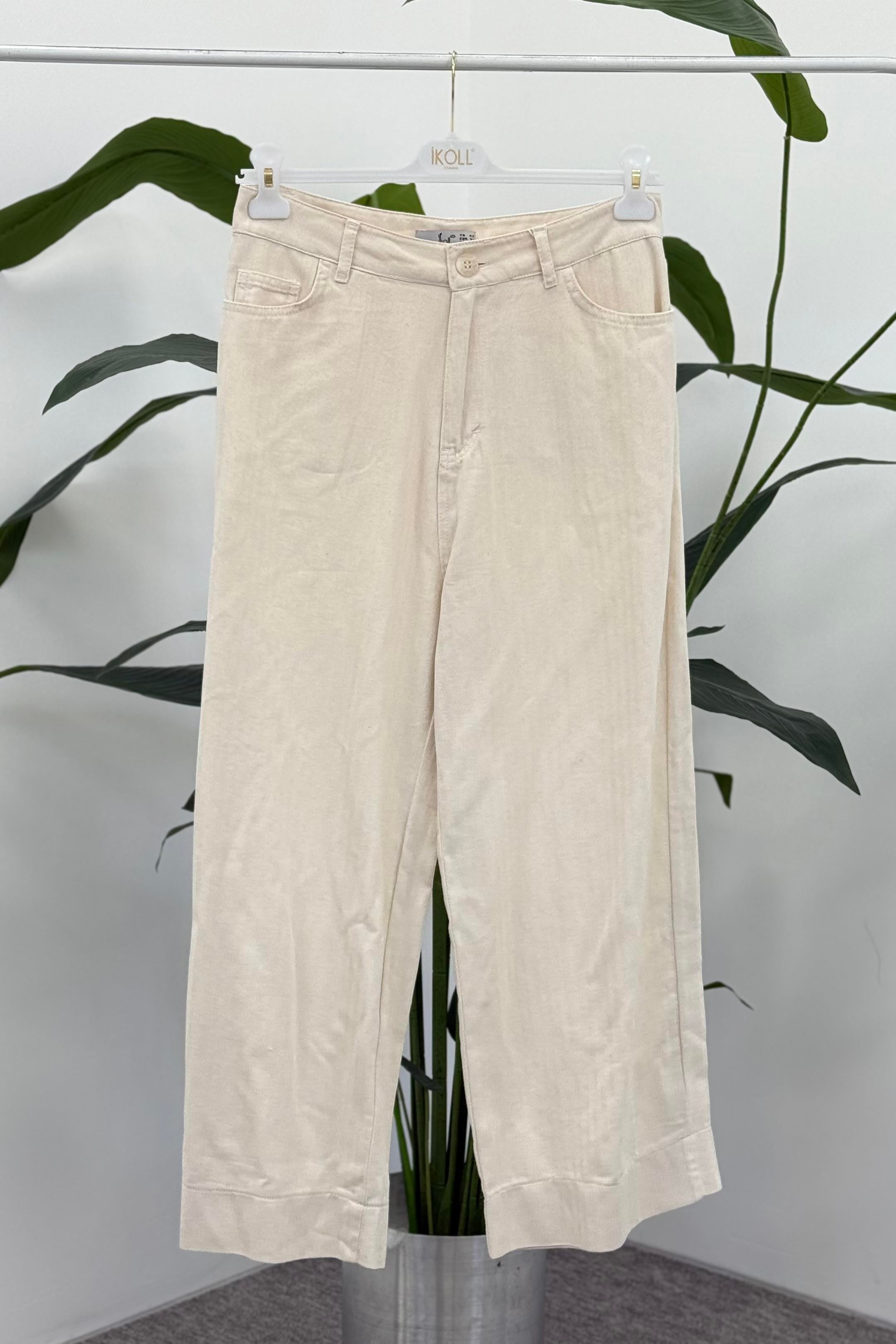 Naturel Cropped Pantolon 0034644 - Bej