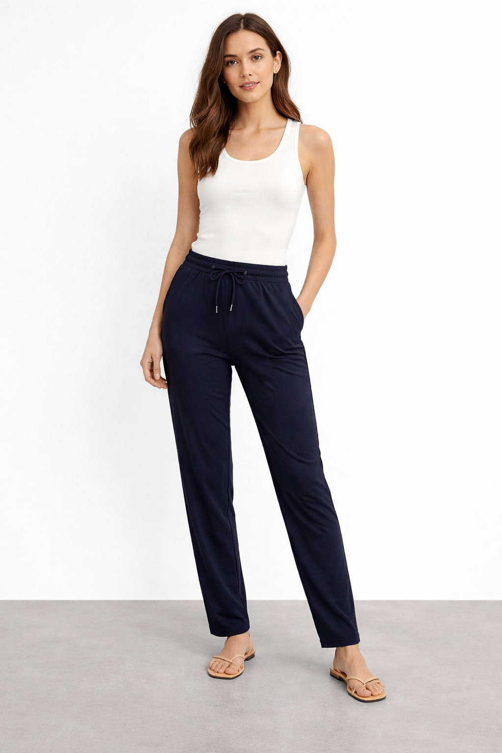 Bel Bağlamalı Duble Paça Pantolon X-221 - Lacivert