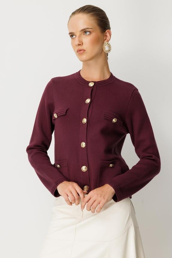 Ghisa 3078 Hırka - Mürdüm