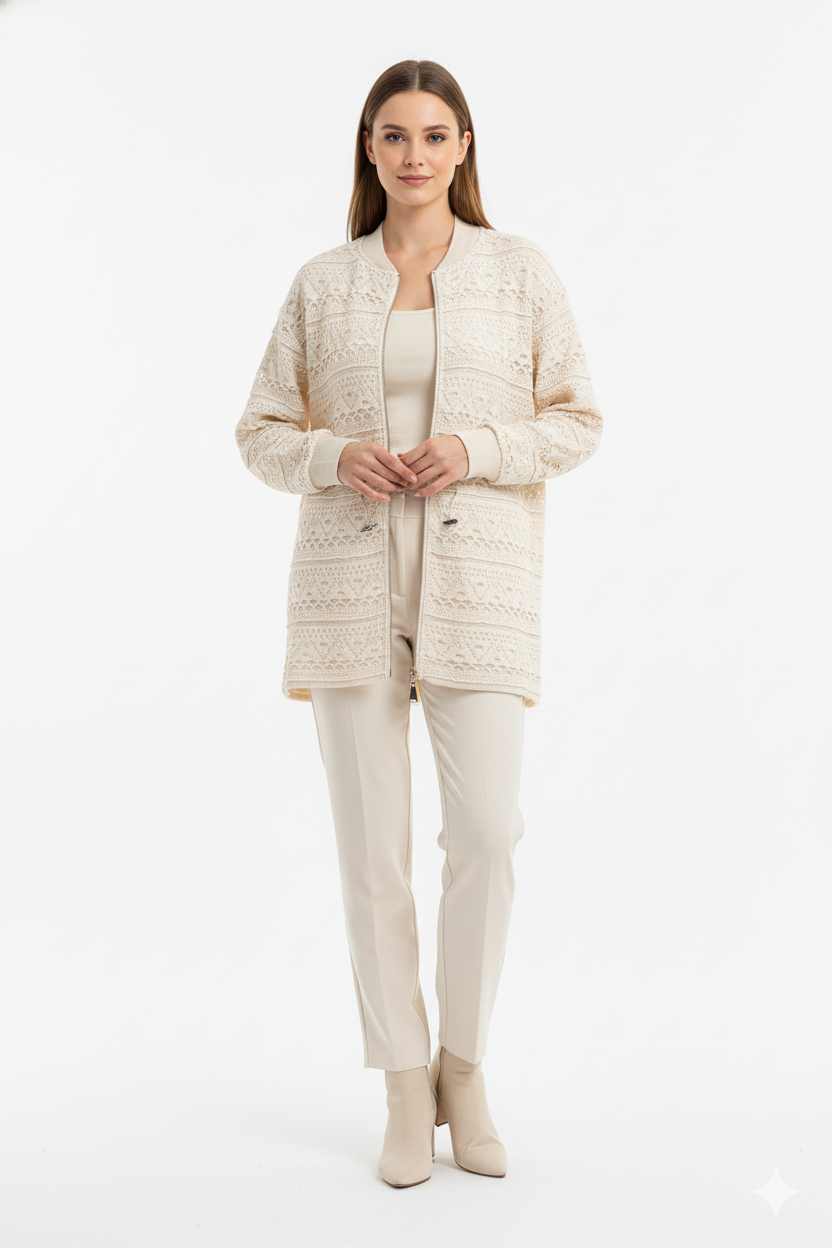 Bel Büzgü Detay Fermuarlı Kap 10757 - Bej