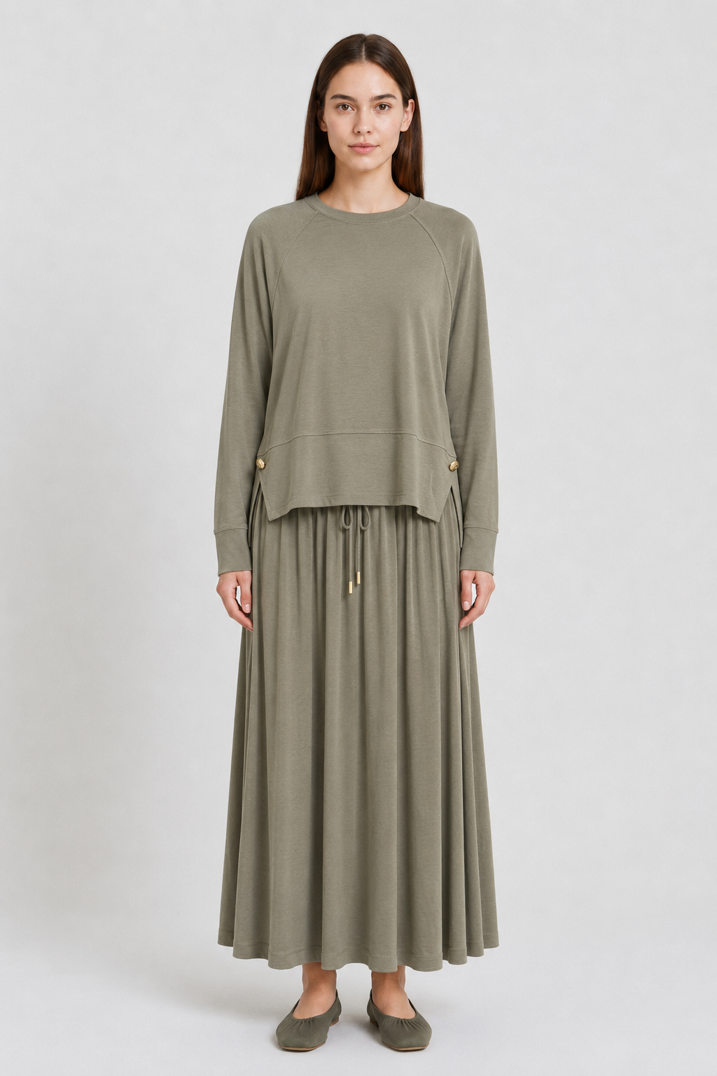 Yandan Metal Düğmeli Takım 0037123 - Haki