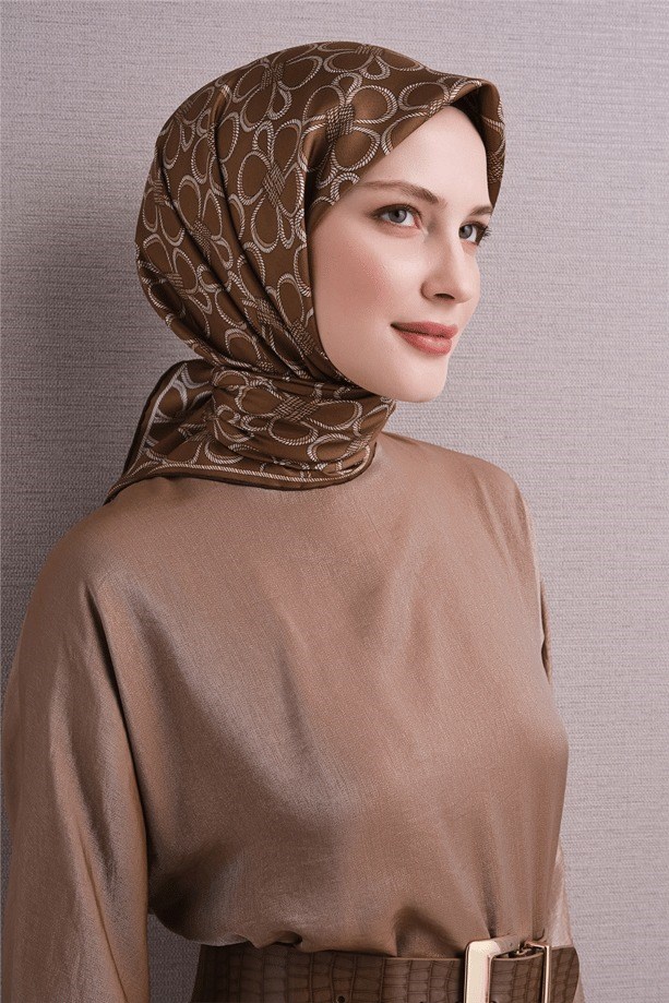 Armine Dj Saf Twill İpek Eşarp 9638D (T) - Gold Eşarp ARMİNE 
