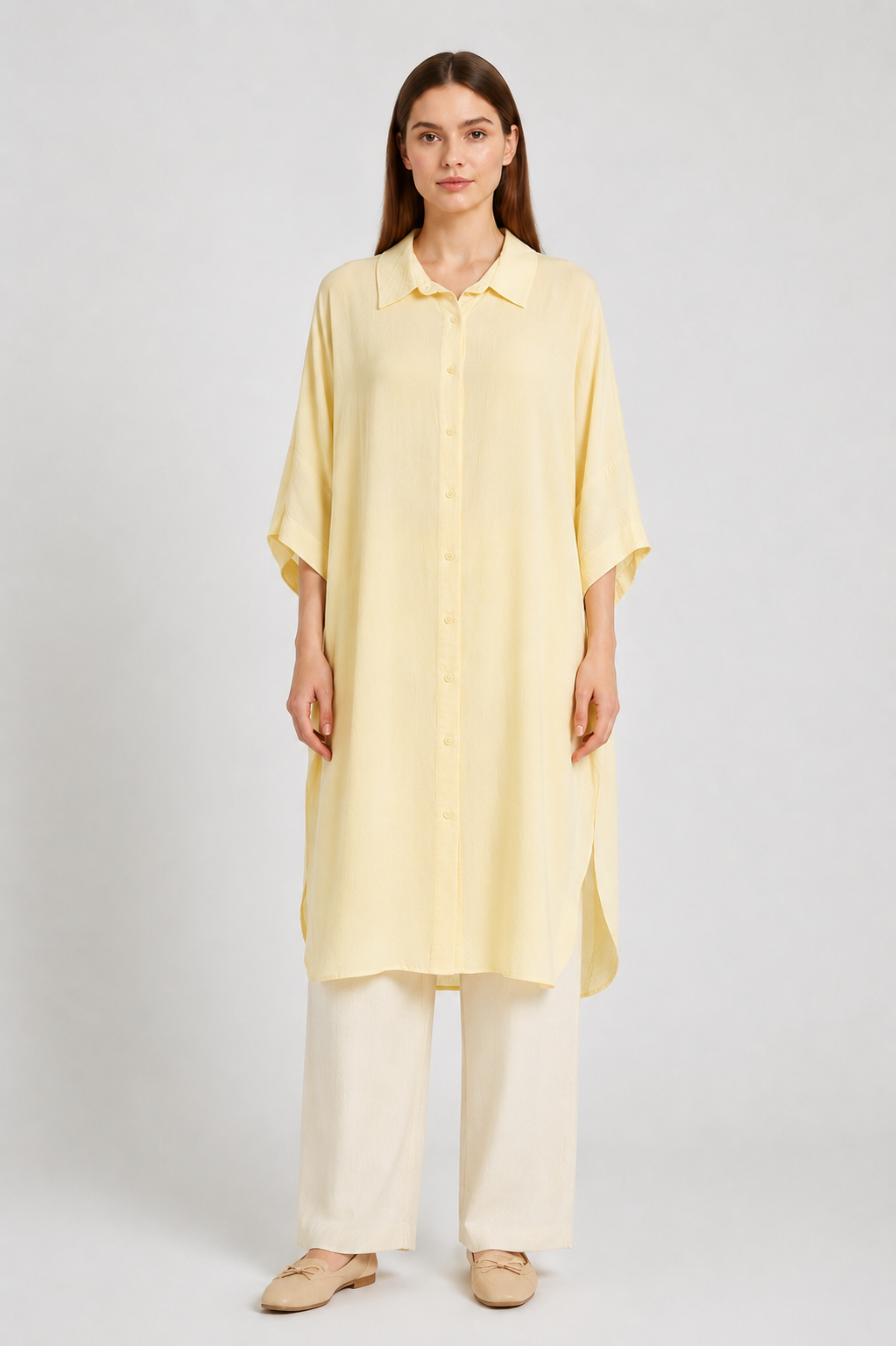 Oversize Apolet Detaylı Tunik 0034296 - Sarı