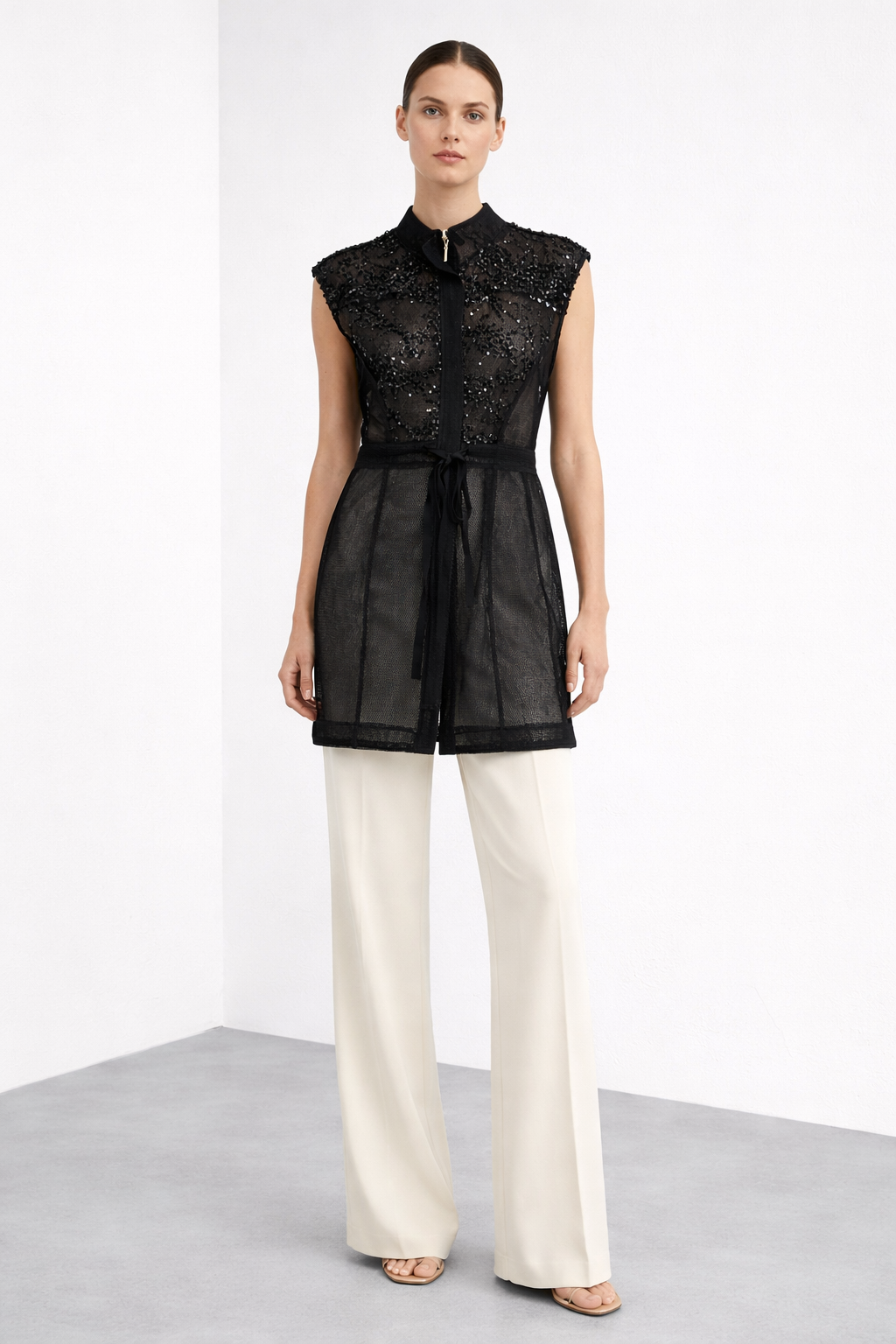 File Detay Payetli Yelek 9301 - Siyah