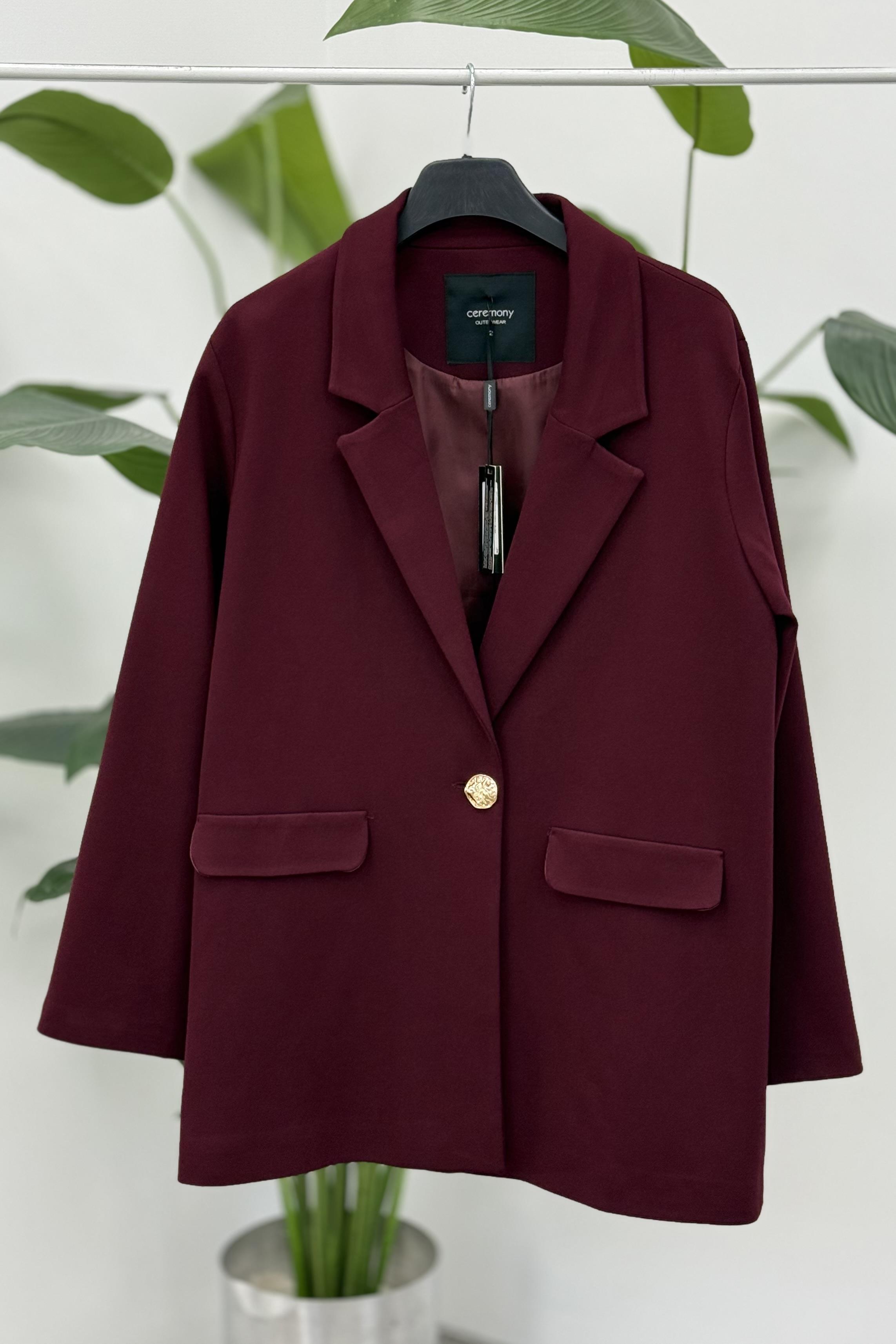 Ceremony 6846 Tek Düğmeli Blazer Çelik Ceket - Mürdüm